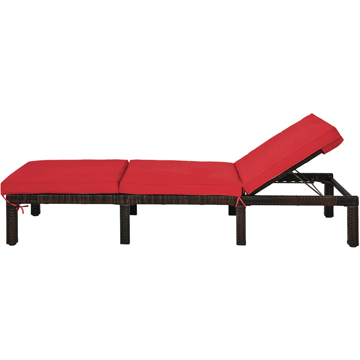 Outdoor Rattan Adjustable Chaise, Red - Image 5