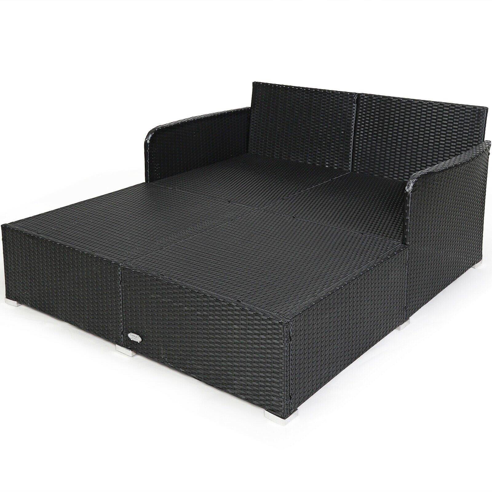 Outdoor Rattan Daybed With Upholstered Cushions, Red - Image 7