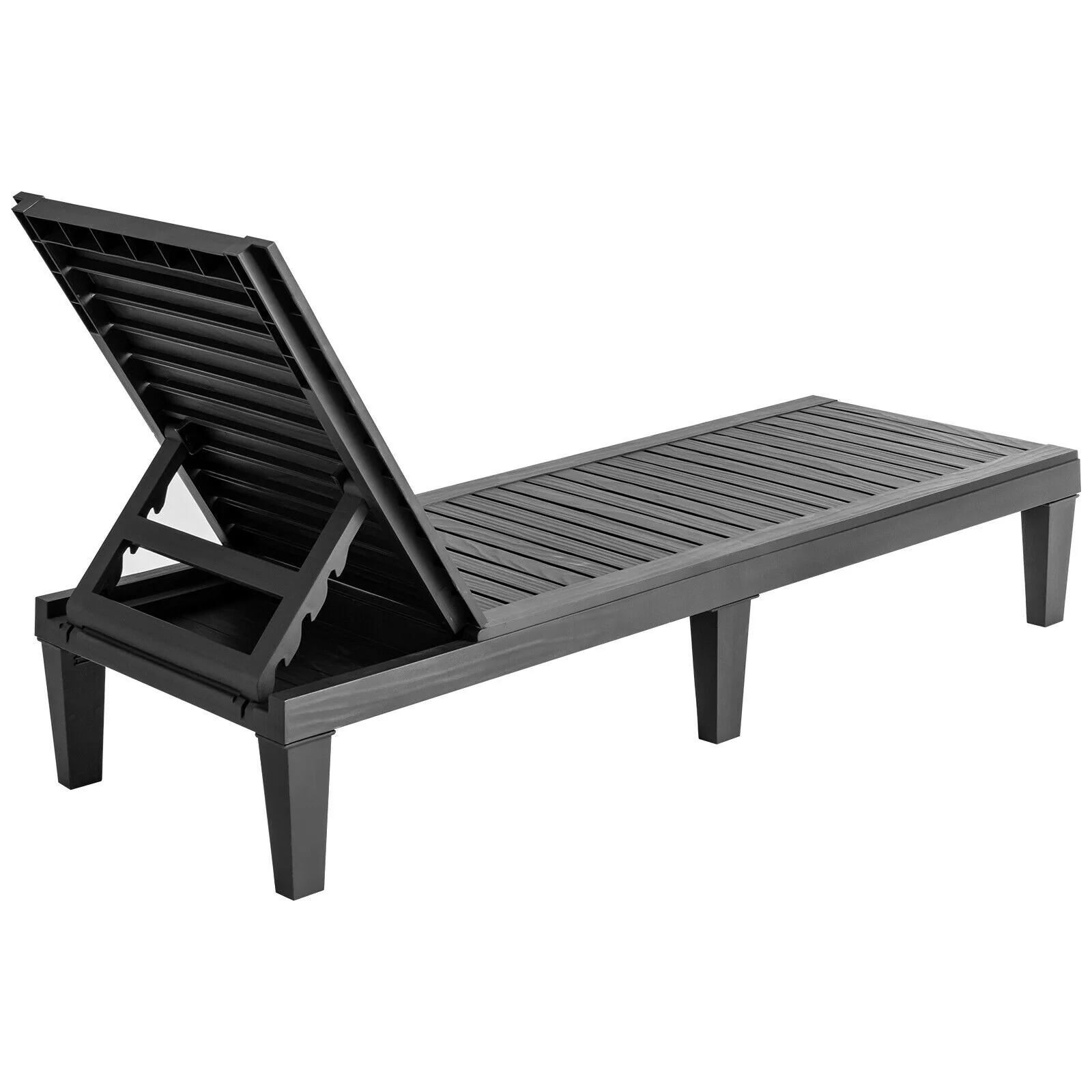 Outdoor Recliner Chair, 5-Position Adjustable Backrest, Black - Image 8