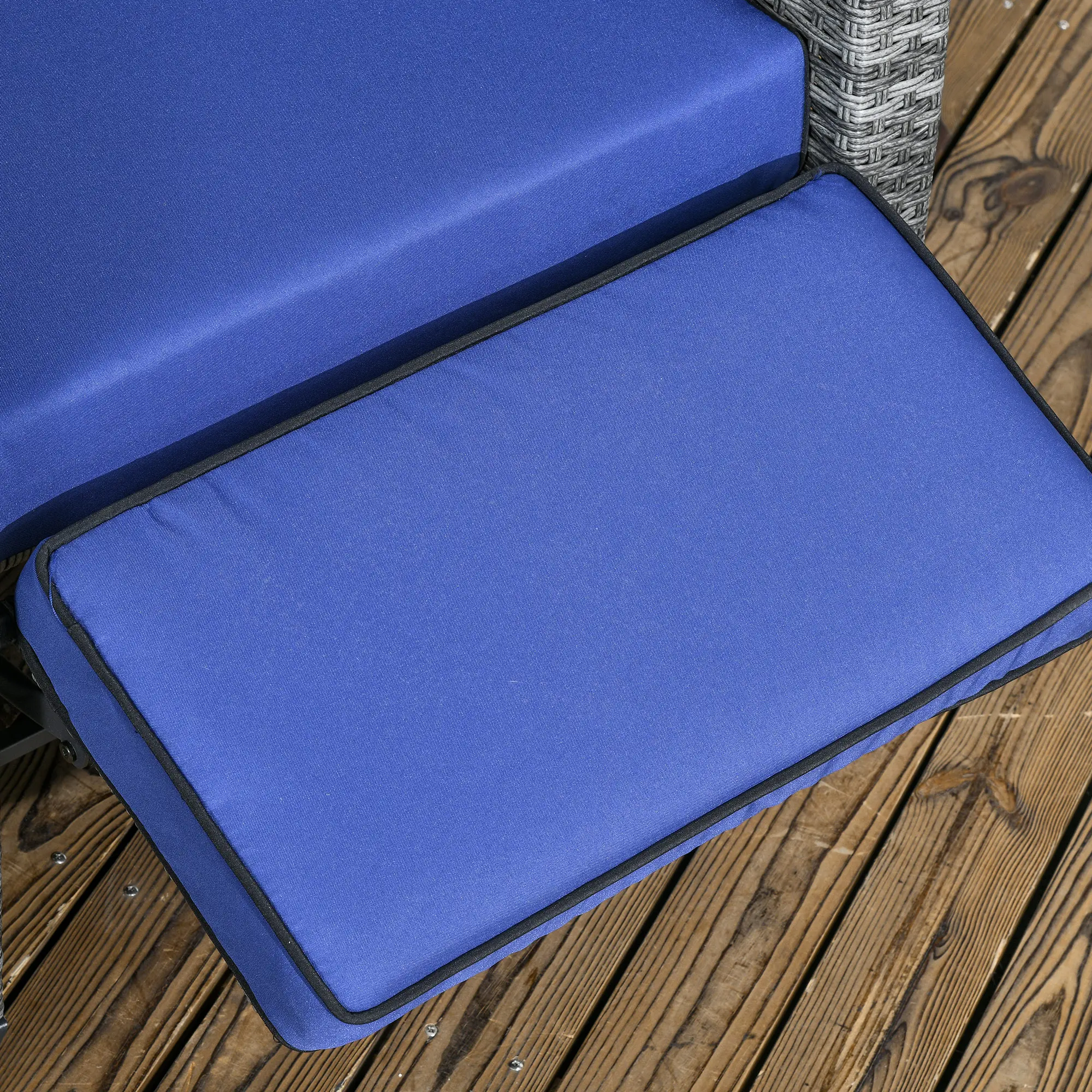 Outdoor Recliner Chair, Adjustable Backrest, Cushion, Side Tray, Dark Blue - Image 10