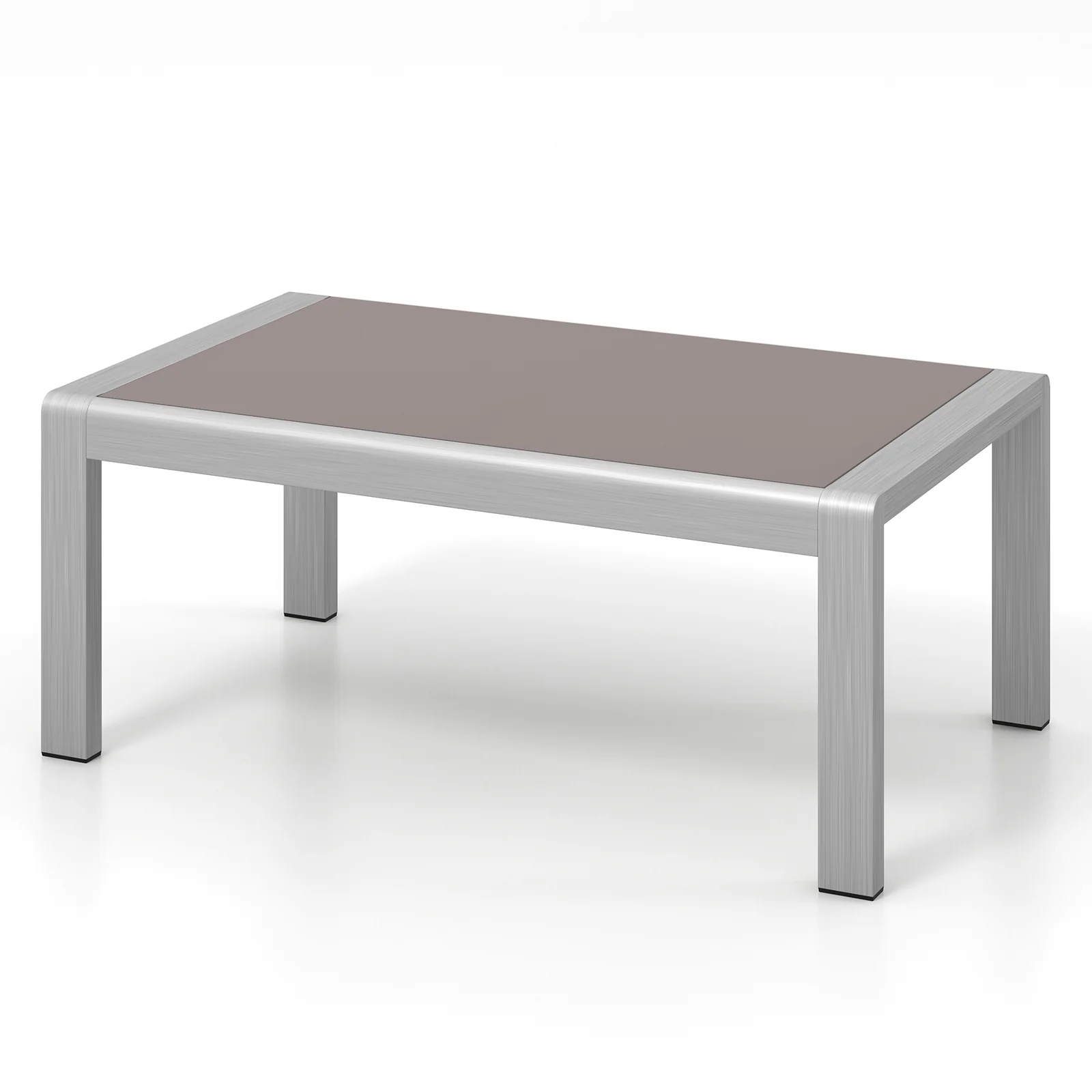 Outdoor Rectangle Coffee Table, Tempered Glass Tabletop, Gray - Image 4