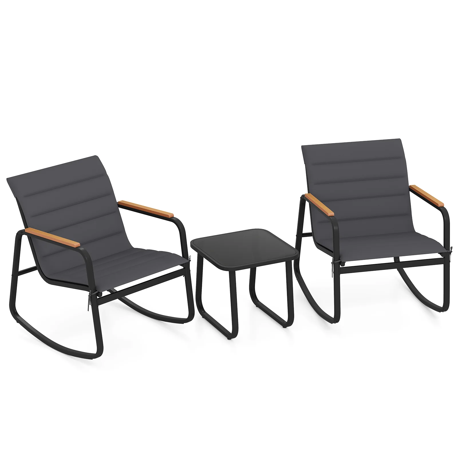 Outdoor Rocking Bistro Set, 3 Piece, Gray - Image 5