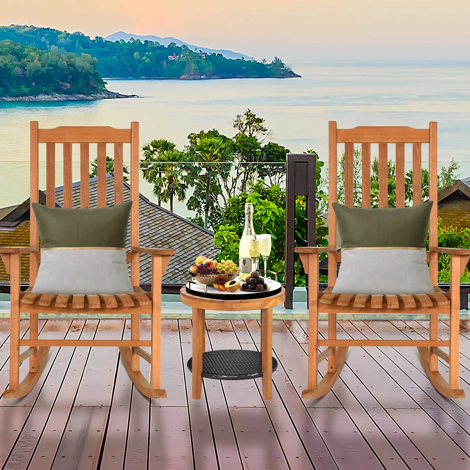 Outdoor Rocking Chair, Single Rocker, Patio Deck, Natural - Image 7