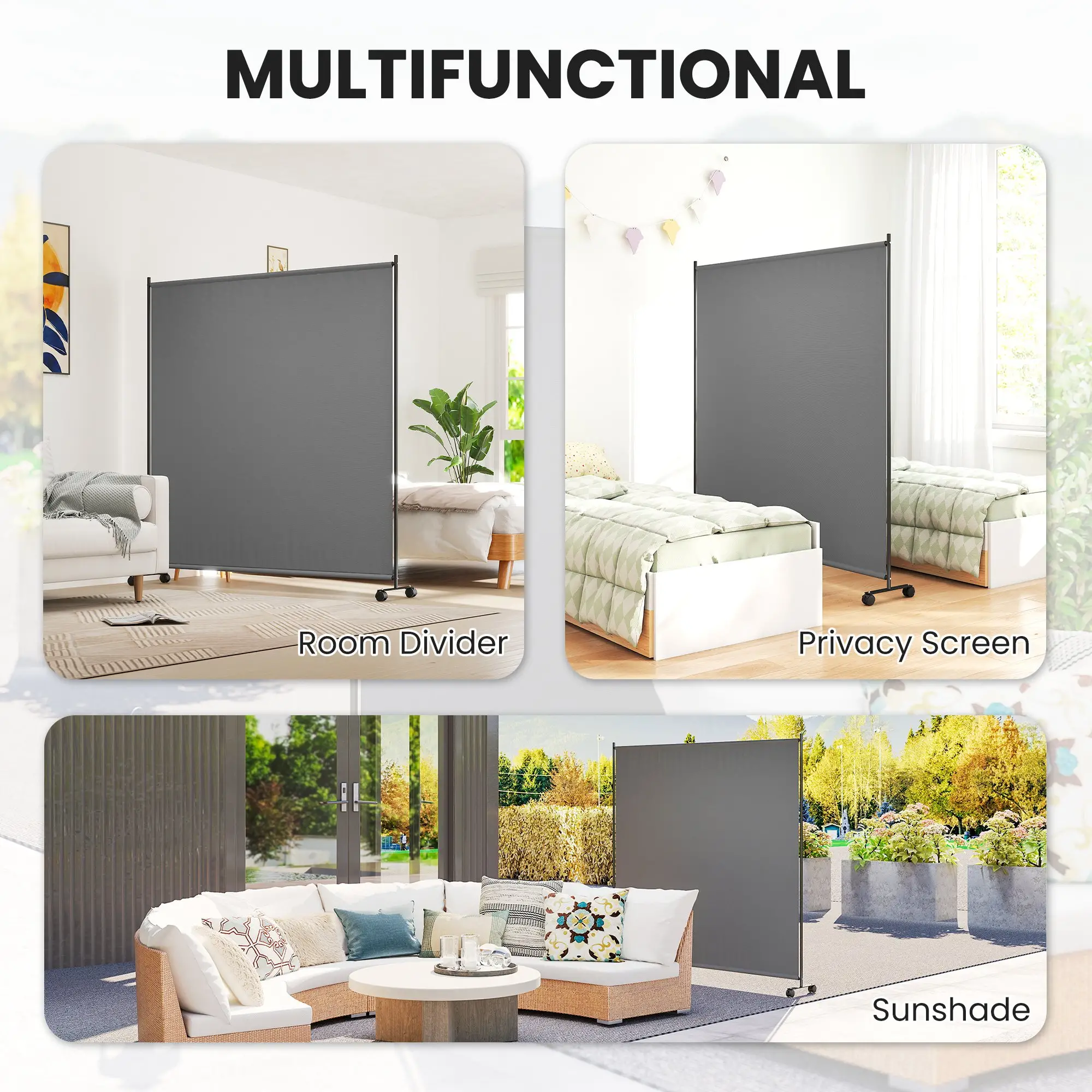 Outdoor Room Divider, Rolling Privacy Screen, 6ft Tall - Image 4