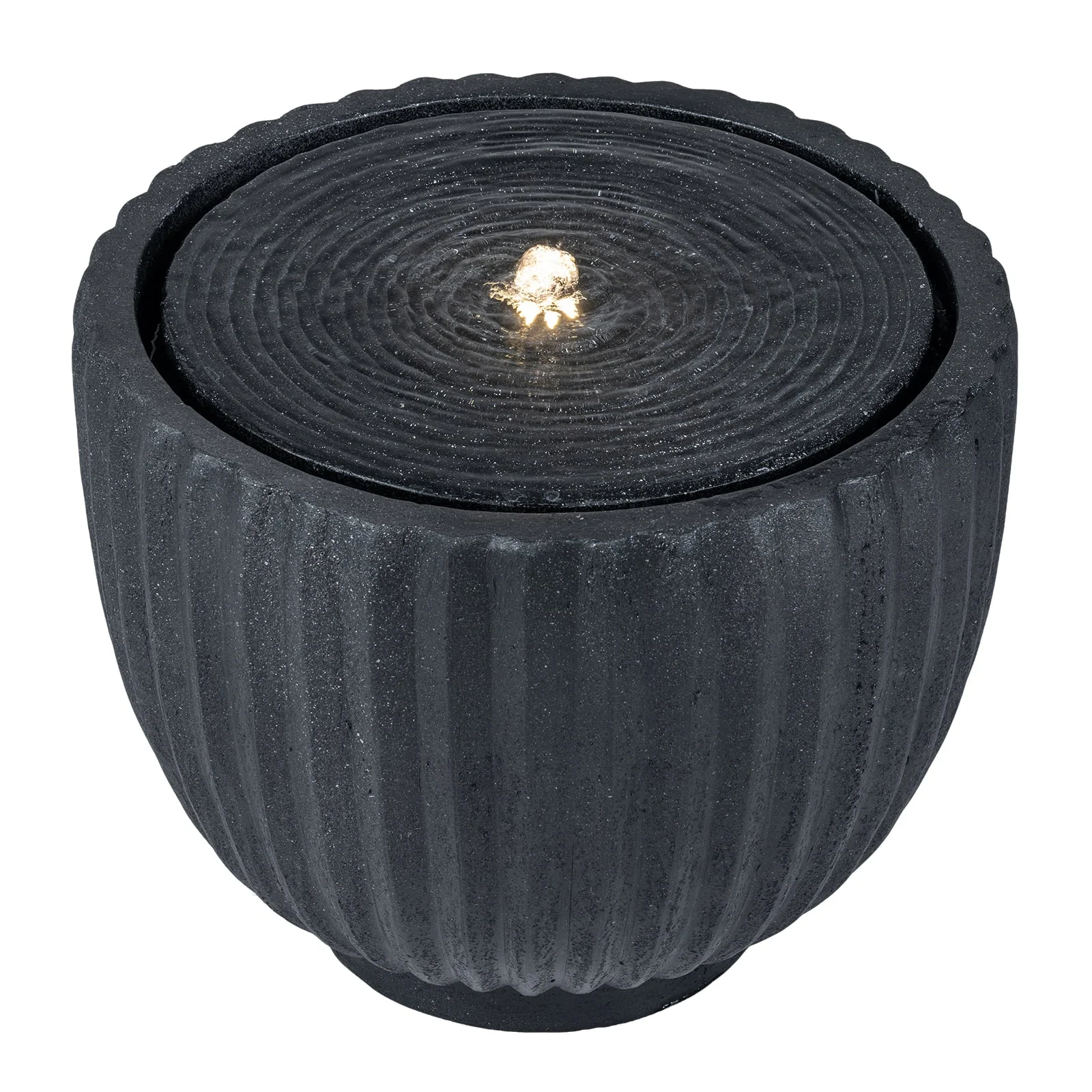 Outdoor Round Sphere Water Fountain With Pump For Garden, Gray