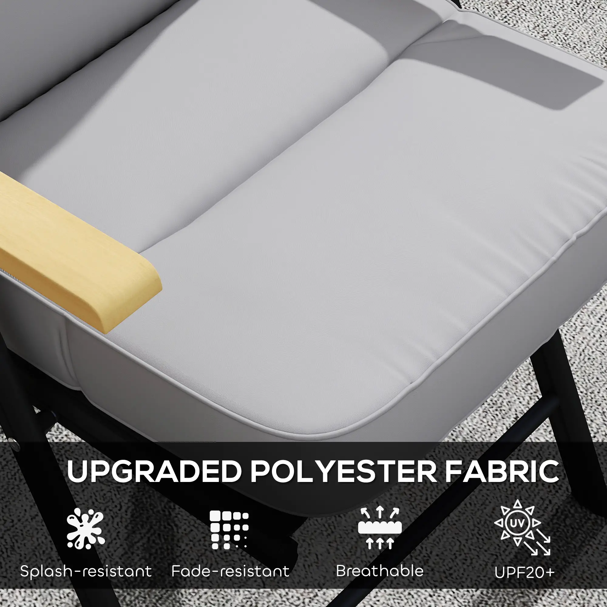 Outdoor Seat Cushion with Back, UPF 20+, Non-Slip, Light Grey - Image 5