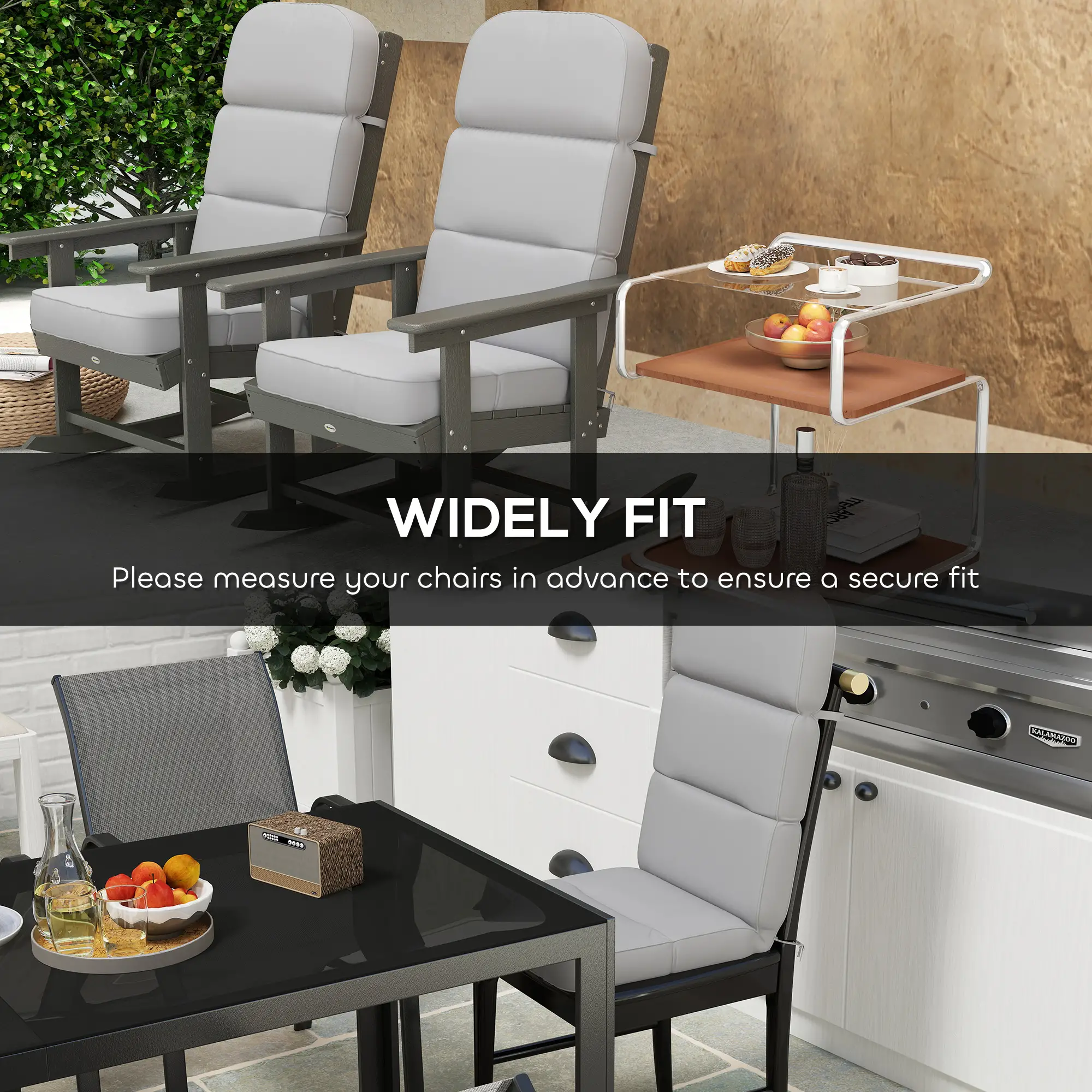 Outdoor Seat Cushion with Back, UPF 20+, Non-Slip, Light Grey - Image 7