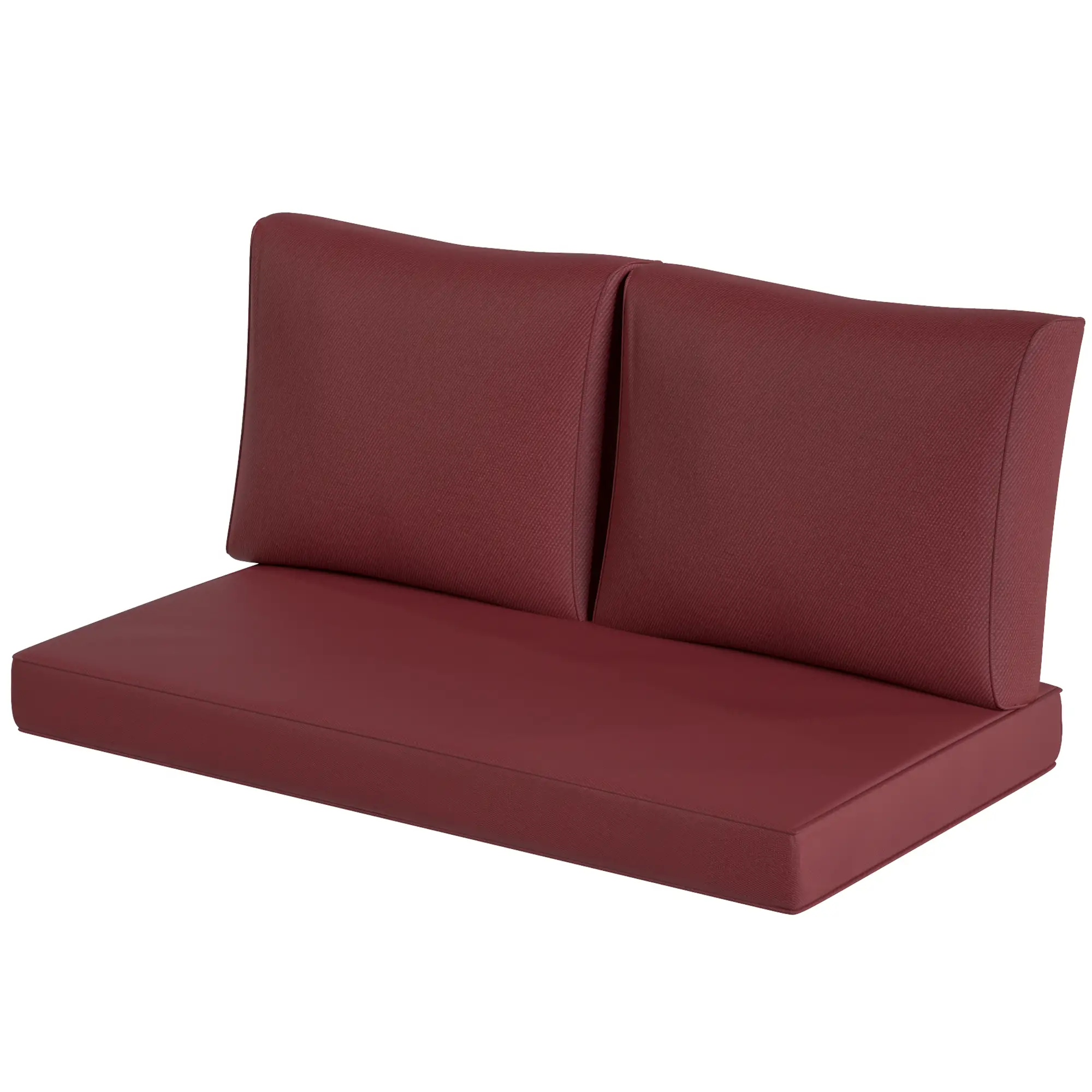Outdoor Seat Cushions With Backrest, Loveseat Double Sofa, Wine Red