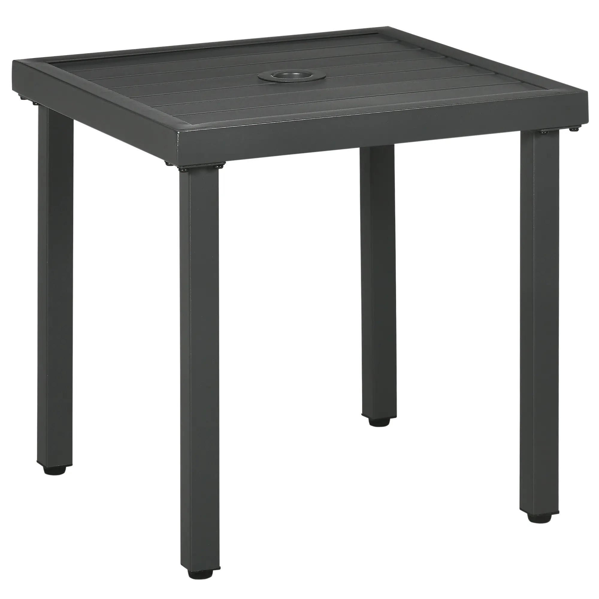 Outdoor Side Table, Patio End Table with Umbrella Hole, Steel Frame, Gray - Image 11