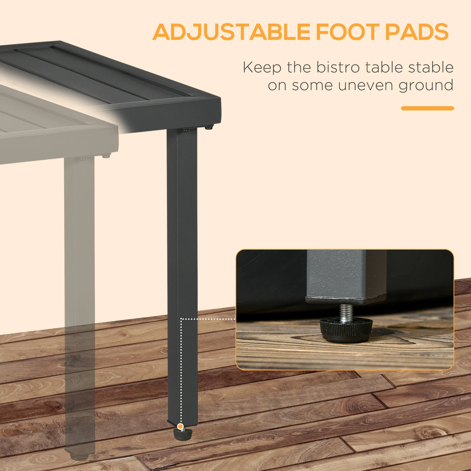 Outdoor Side Table, Patio End Table with Umbrella Hole, Steel Frame, Gray - Image 6