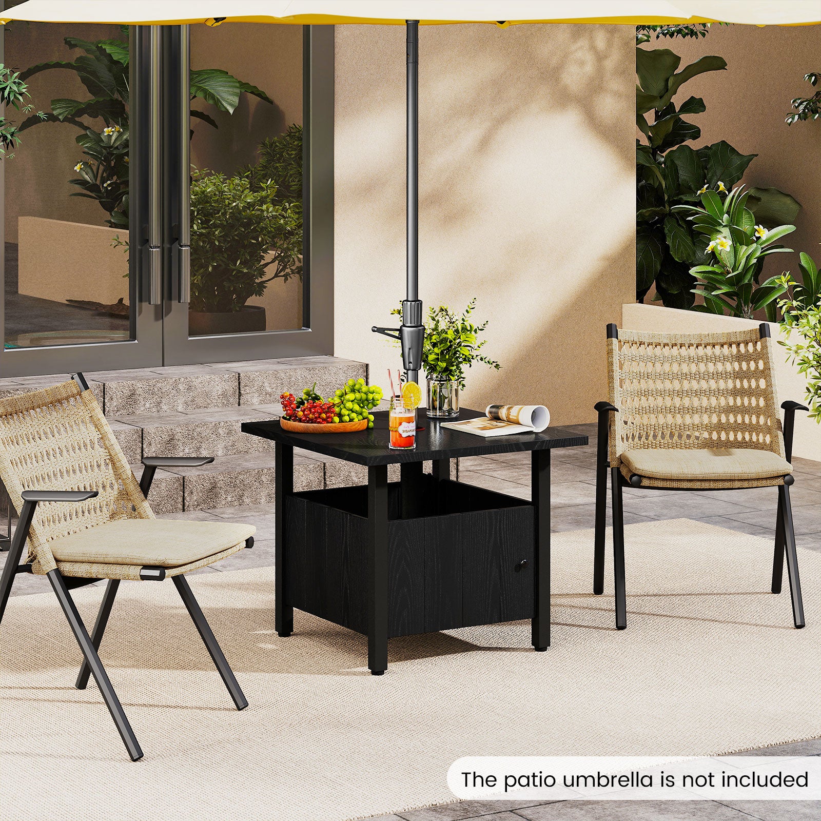 Outdoor Side Table With 1.89" Umbrella Hole, Black - Image 7