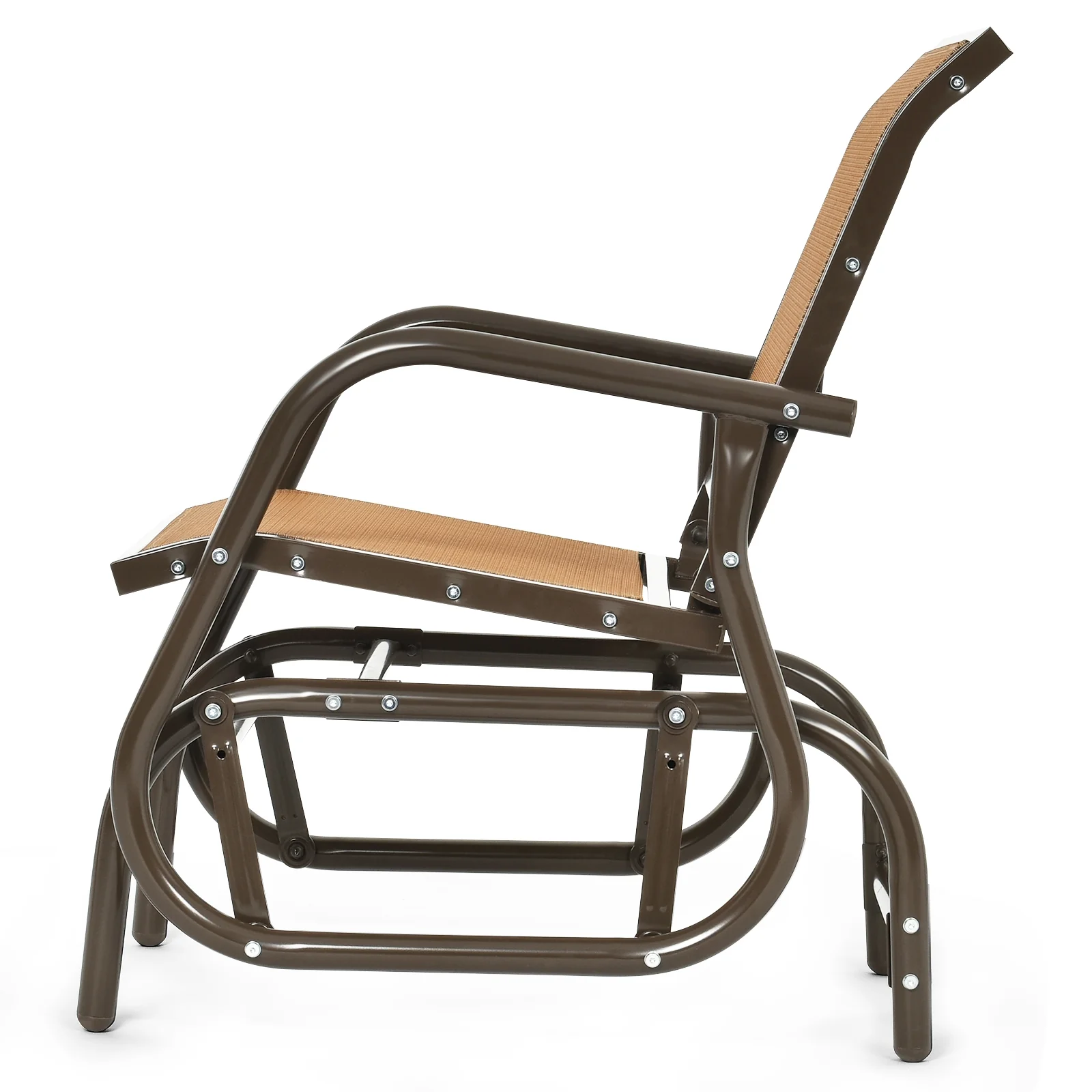 Outdoor Single Swing Glider Rocking Chair, Brown - Image 9