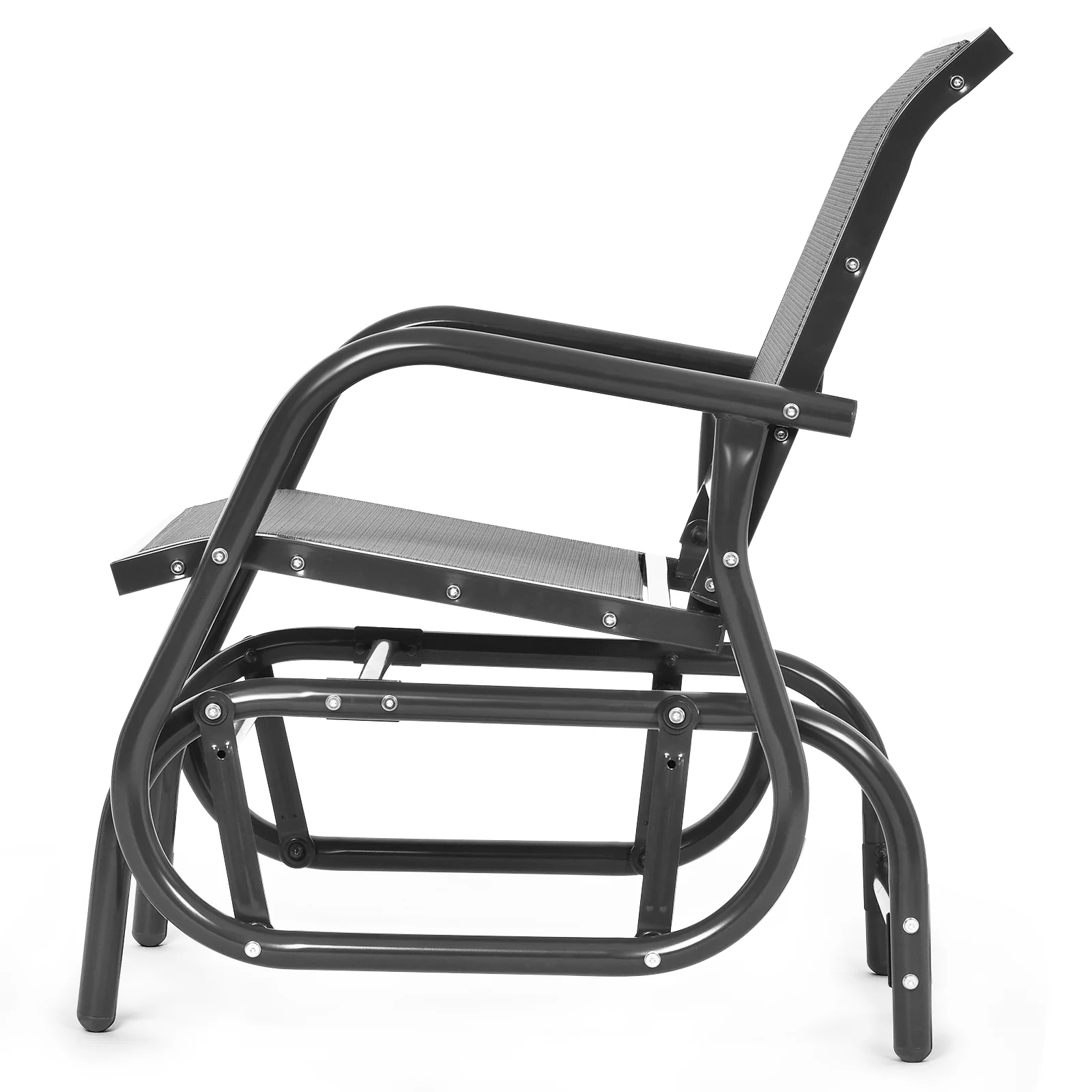Outdoor Single Swing Glider Rocking Chair, Gray - Image 10