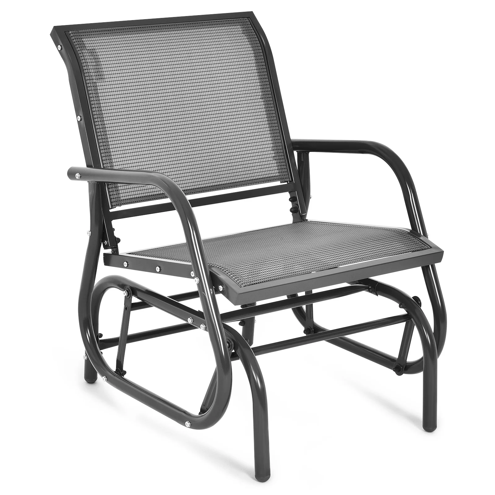 Outdoor Single Swing Glider Rocking Chair, Gray - Image 4