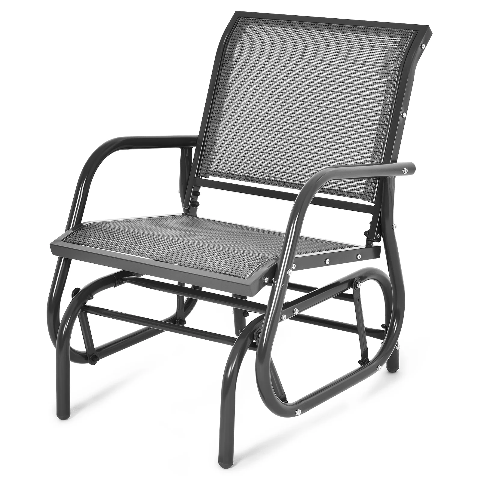Outdoor Single Swing Glider Rocking Chair, Gray - Image 5