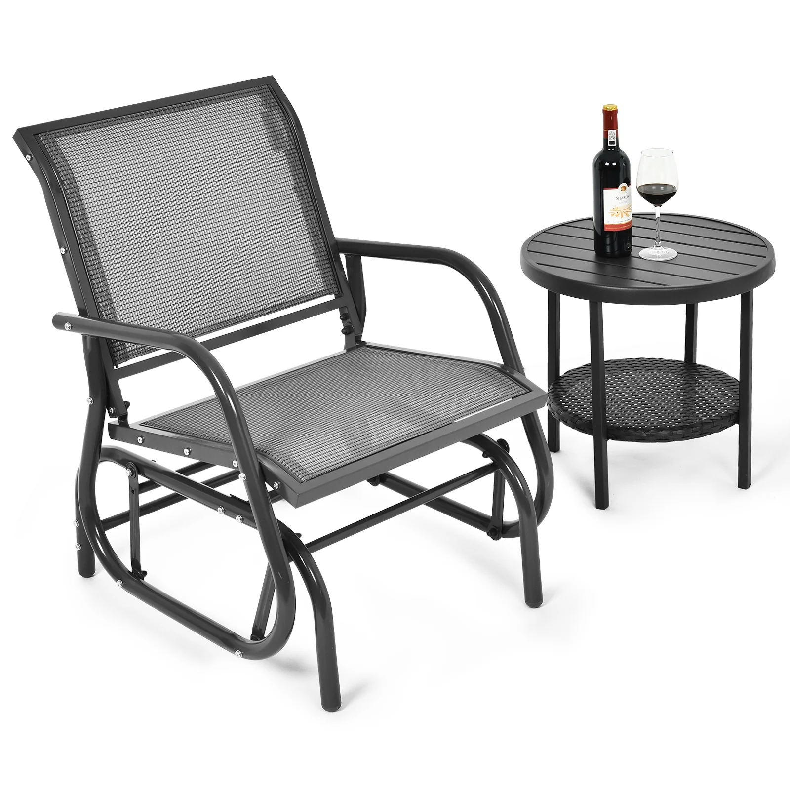 Outdoor Single Swing Glider Rocking Chair, Gray - Image 8