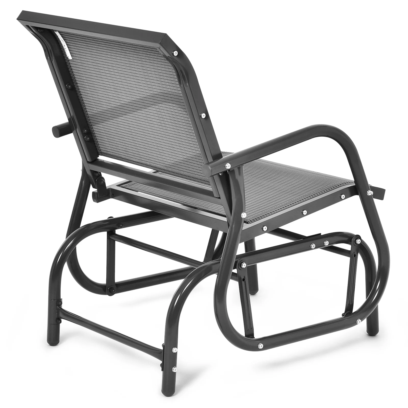 Outdoor Single Swing Glider Rocking Chair, Gray - Image 9