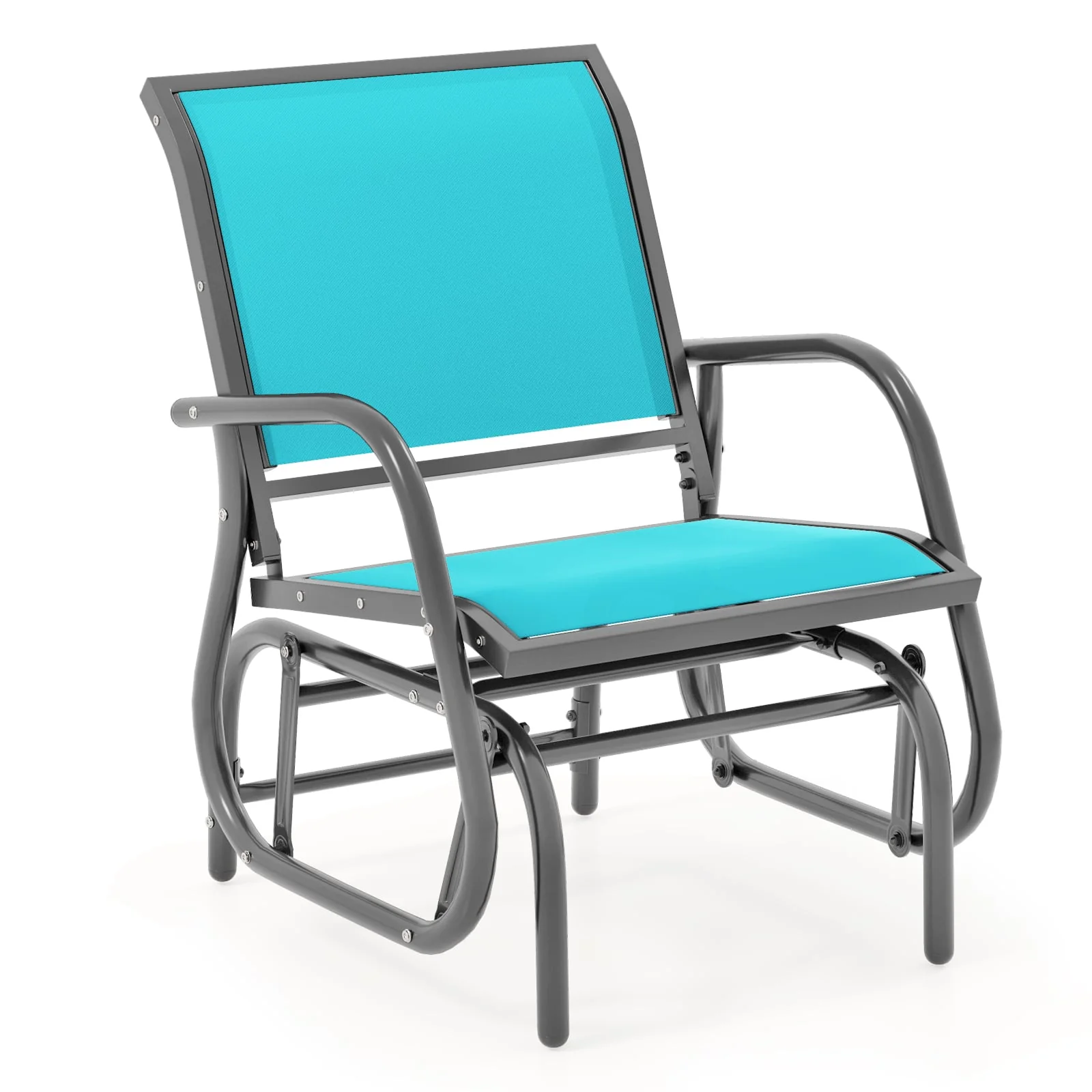 Outdoor Single Swing Glider Rocking Chair, Turquoise