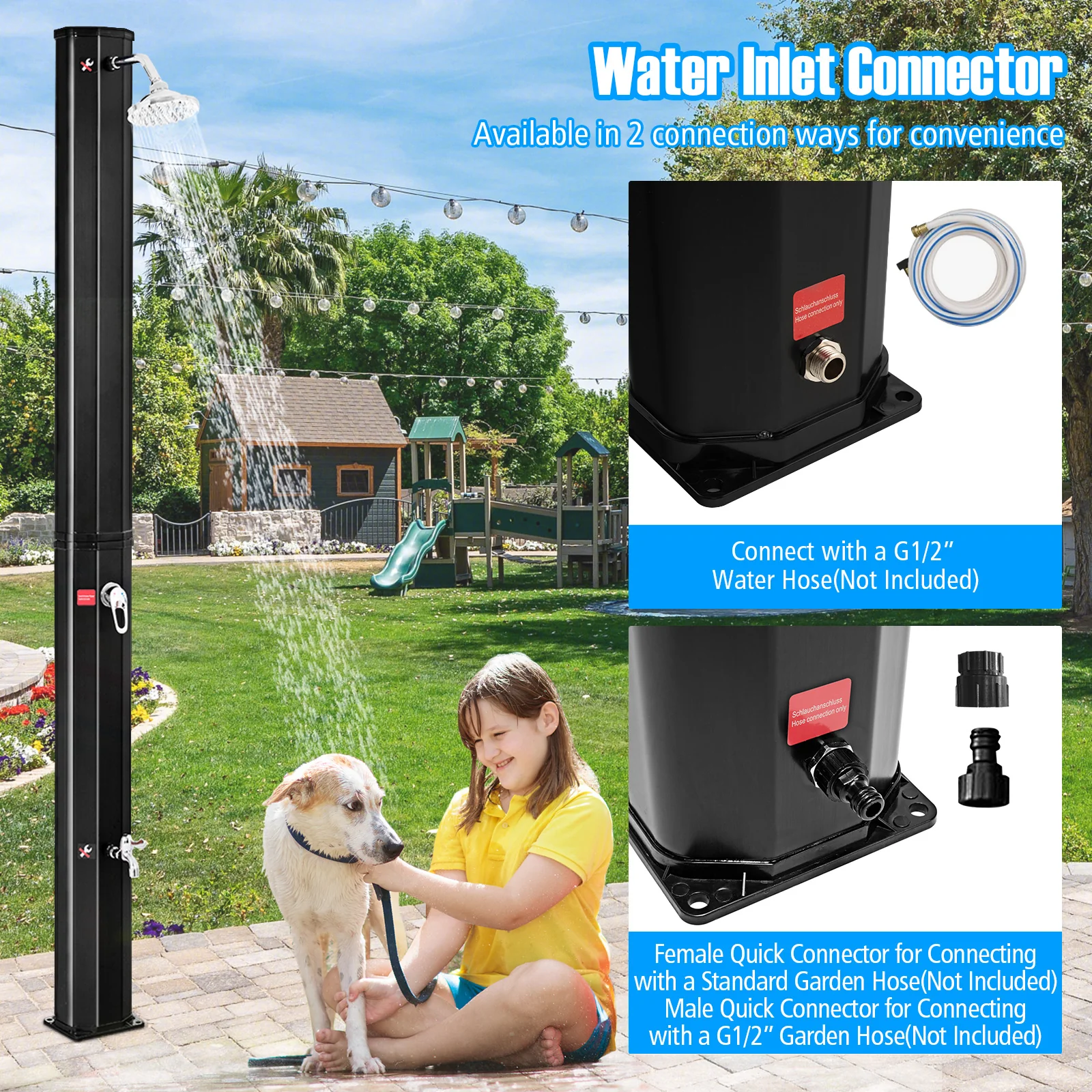 Outdoor Solar Heating Shower Head, 7.2 Ft, Black - Image 8