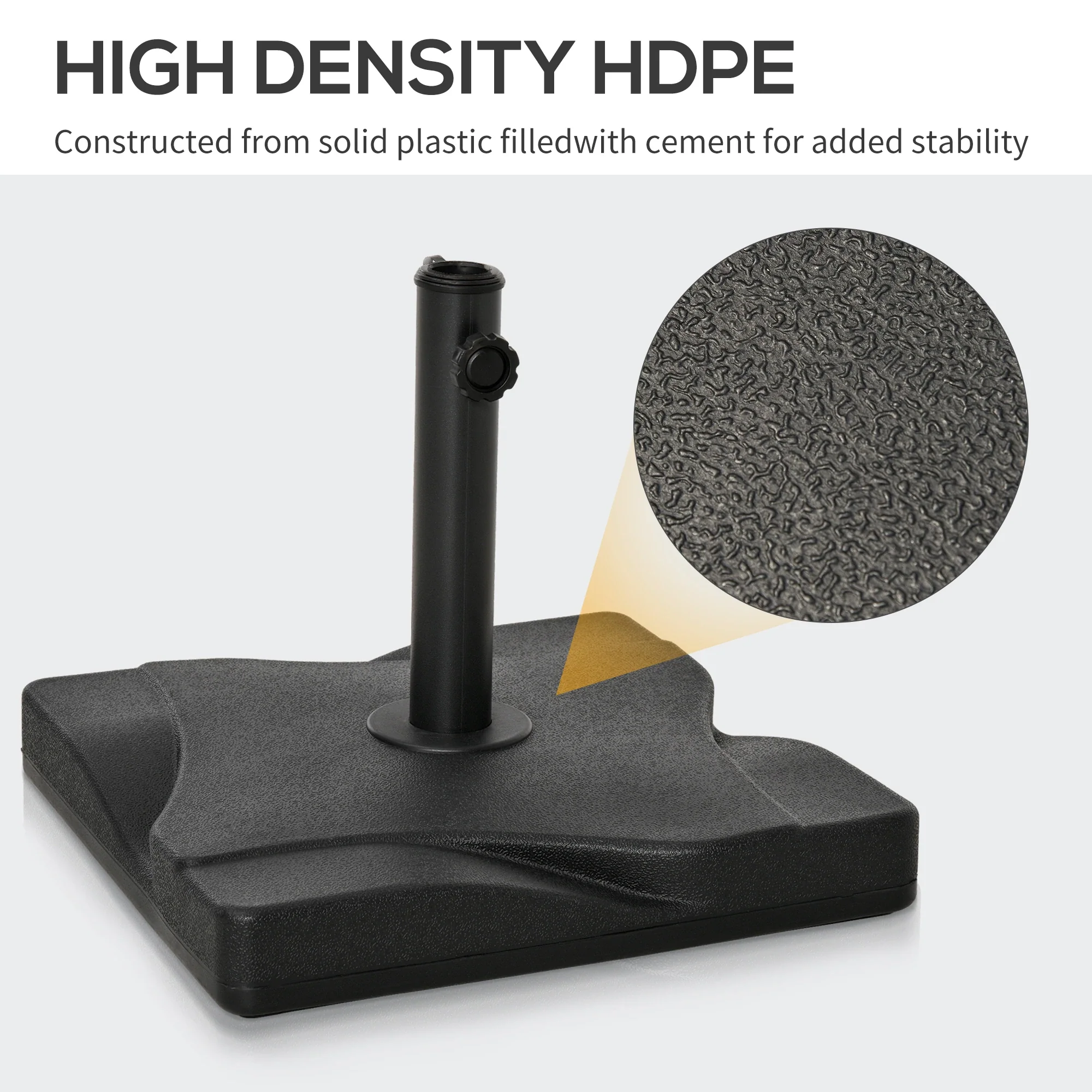 Outdoor Square Cement Parasol Base, Fits Φ1.3", Φ1.5", Φ2.0" Pole, Black - Image 4