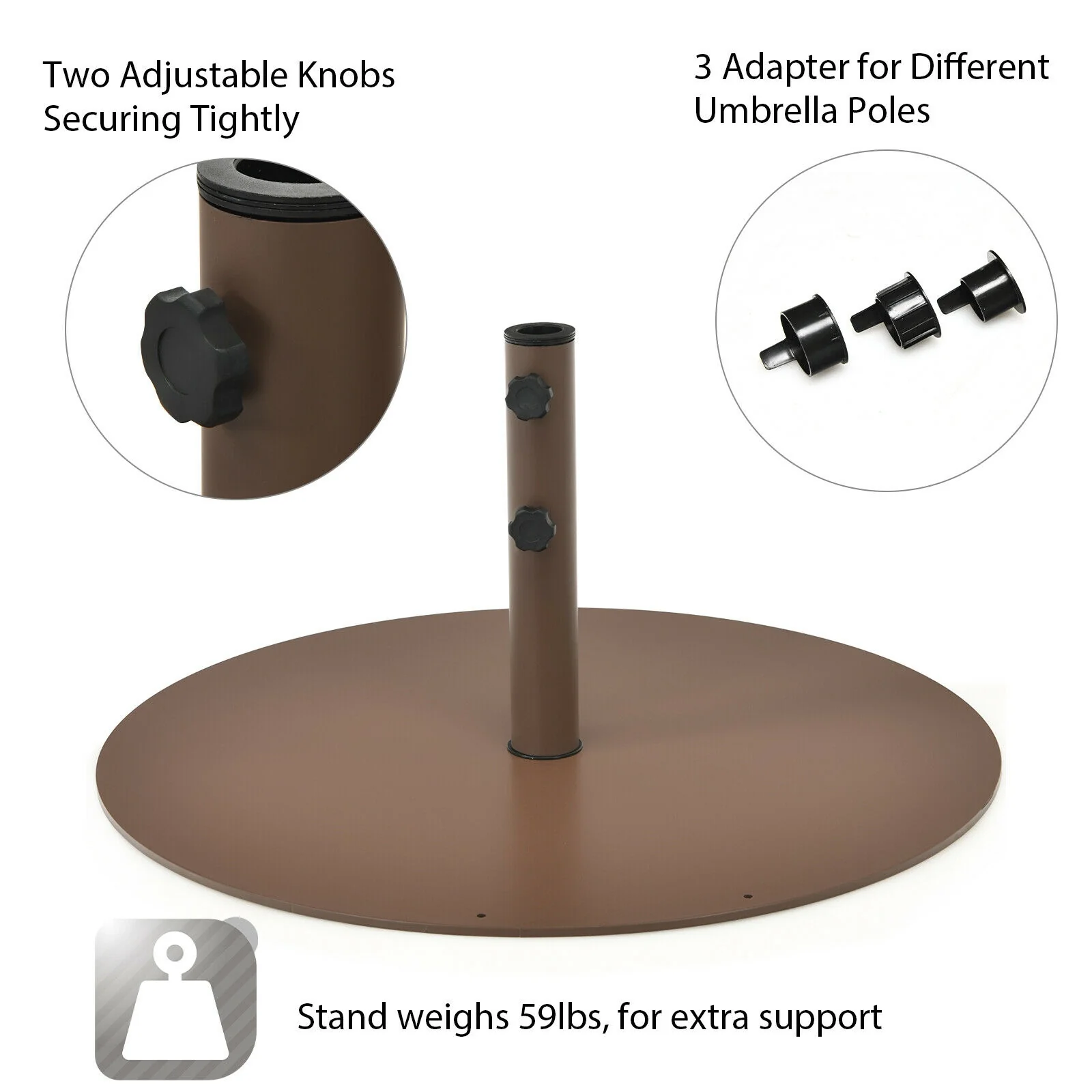 Outdoor Steel Market Umbrella Base Stand, 29.5 Inches, Brown - Image 8