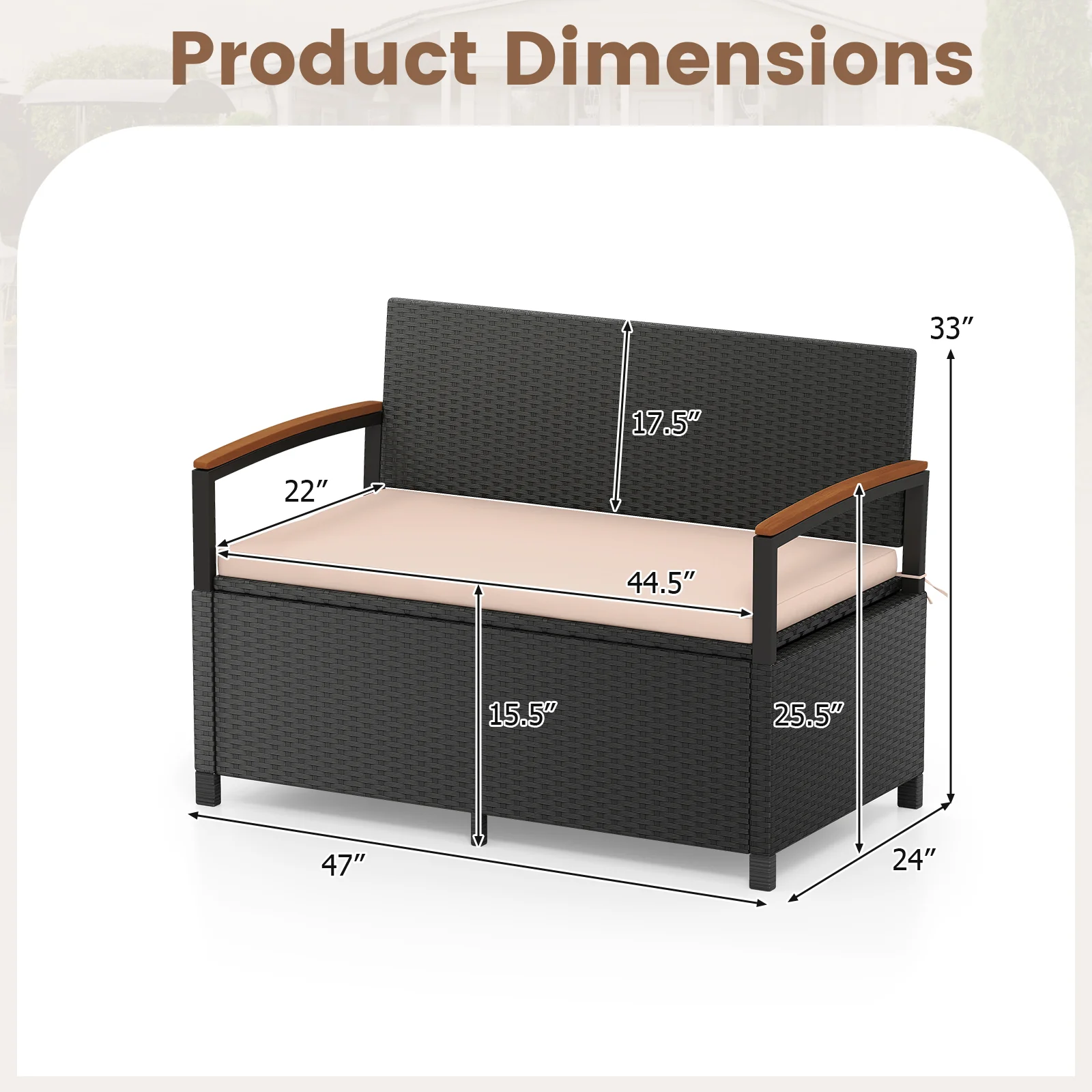 Outdoor Storage Bench Deck Box, Beige - Image 3