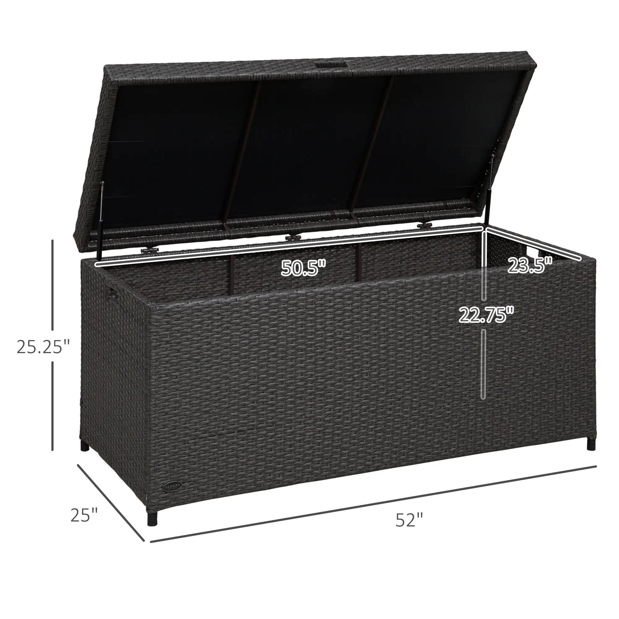 Outdoor Storage Box, 118 Gallon, Plastic Lid, Handles, Grey - Image 3