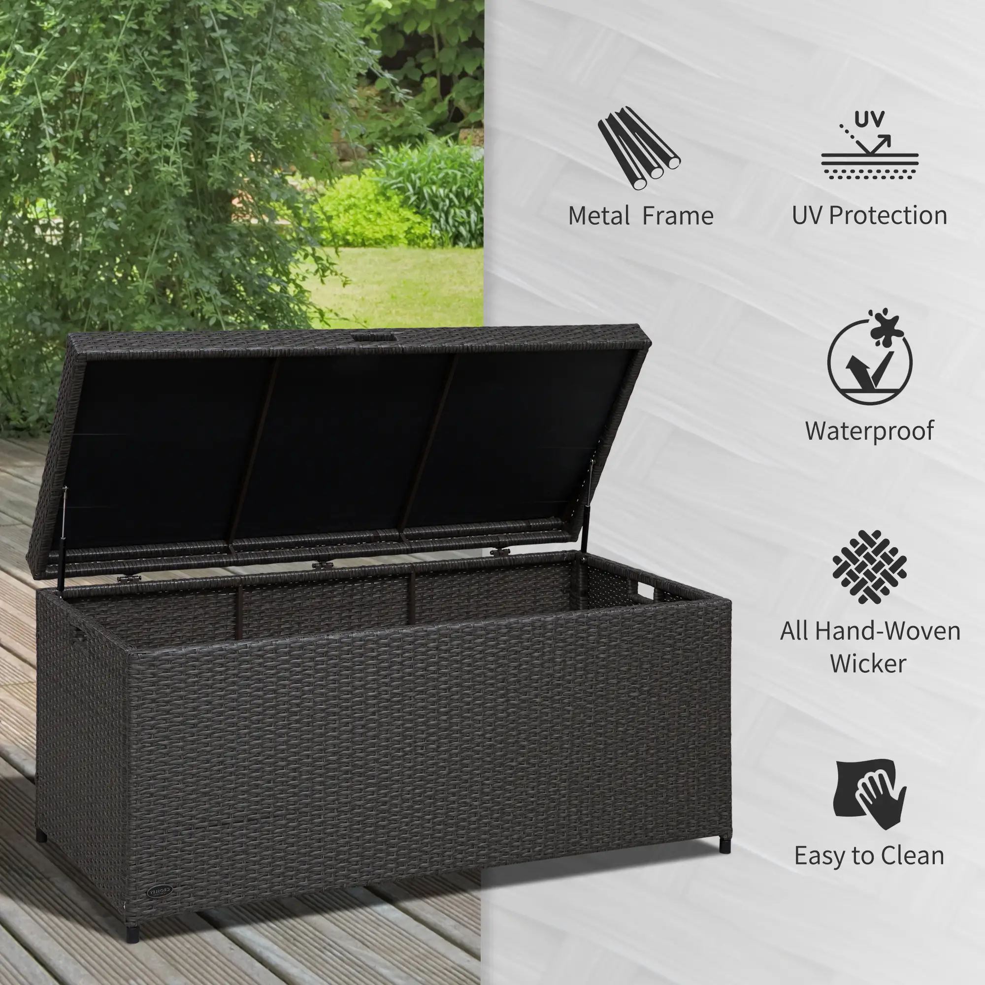Outdoor Storage Box, 118 Gallon, Plastic Lid, Handles, Grey - Image 4