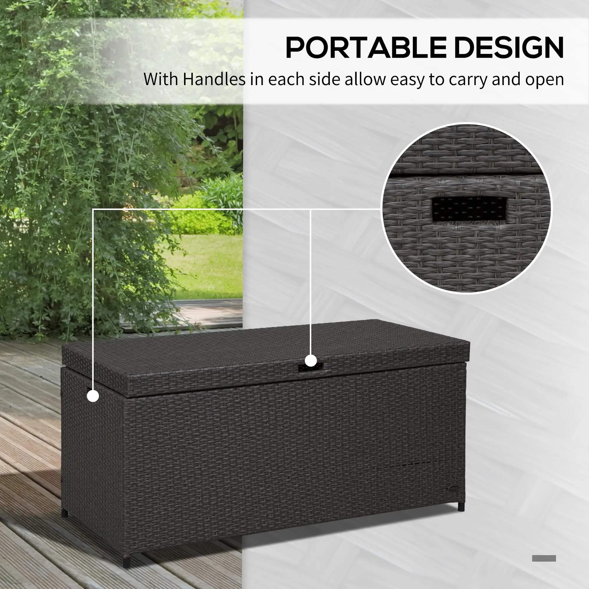 Outdoor Storage Box, 118 Gallon, Plastic Lid, Handles, Grey - Image 6
