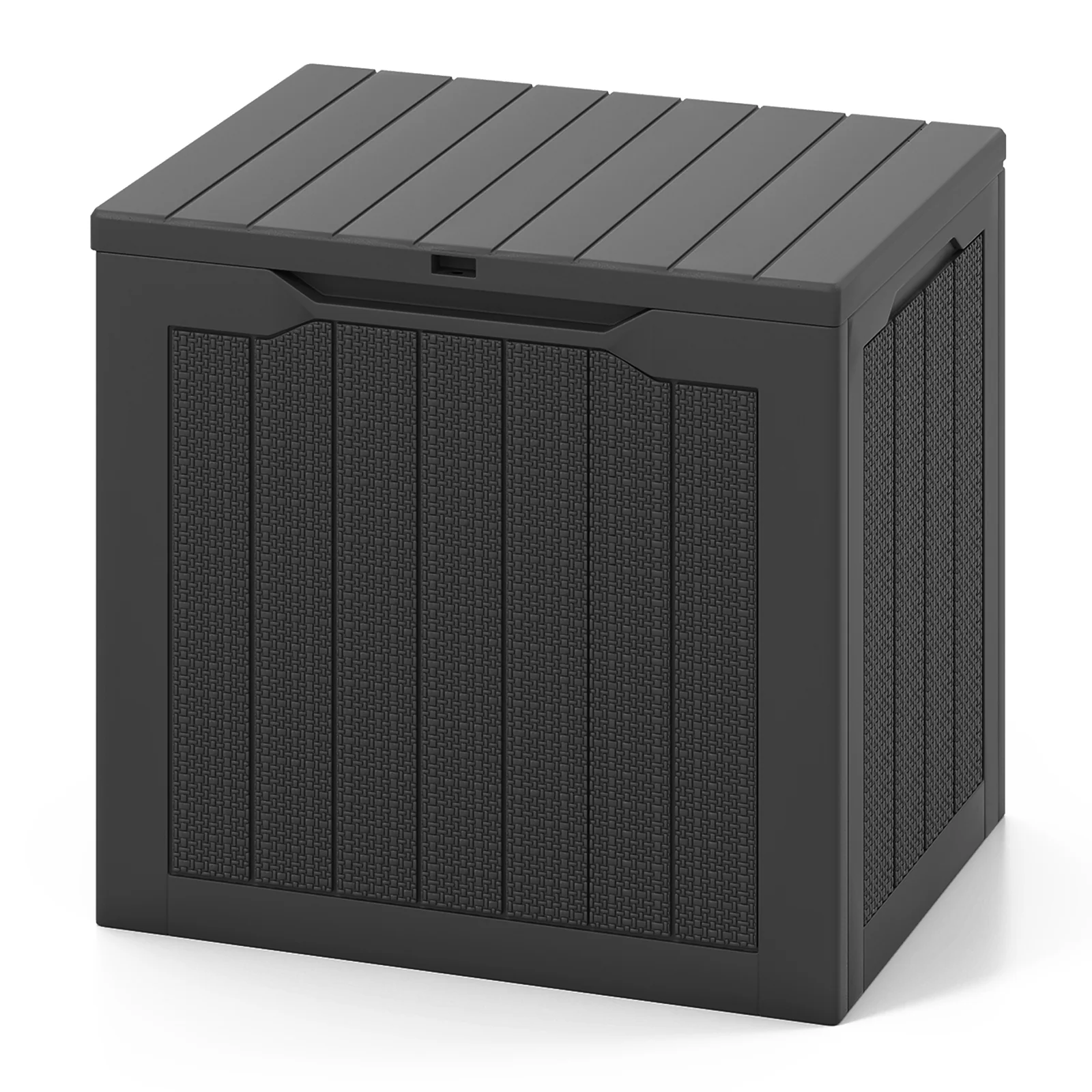 Outdoor Storage Box 25 Gallon Deck Box with Lockable Lid and Wicker-woven Texture, Black - Image 5