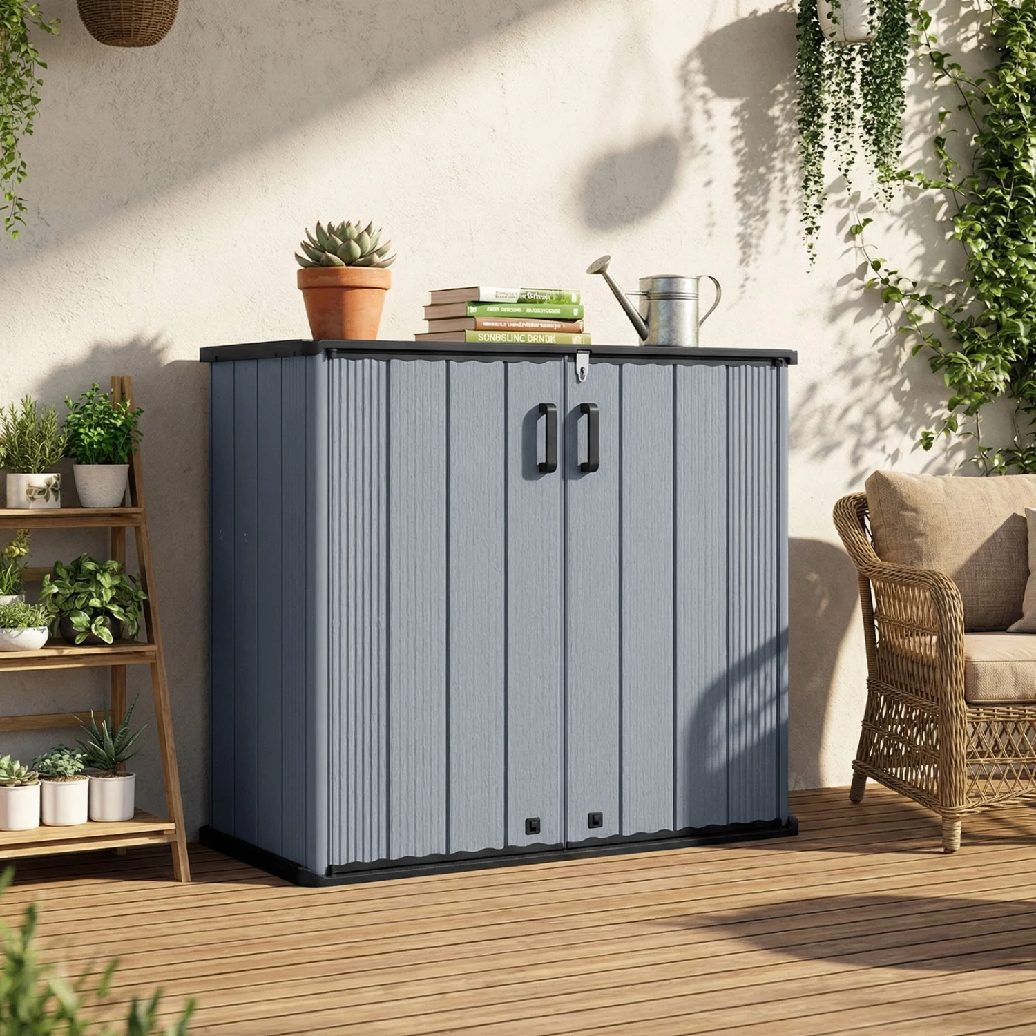 Outdoor Storage Shed, 23.5 Cu.ft, Lockable Door, Gray - Image 2