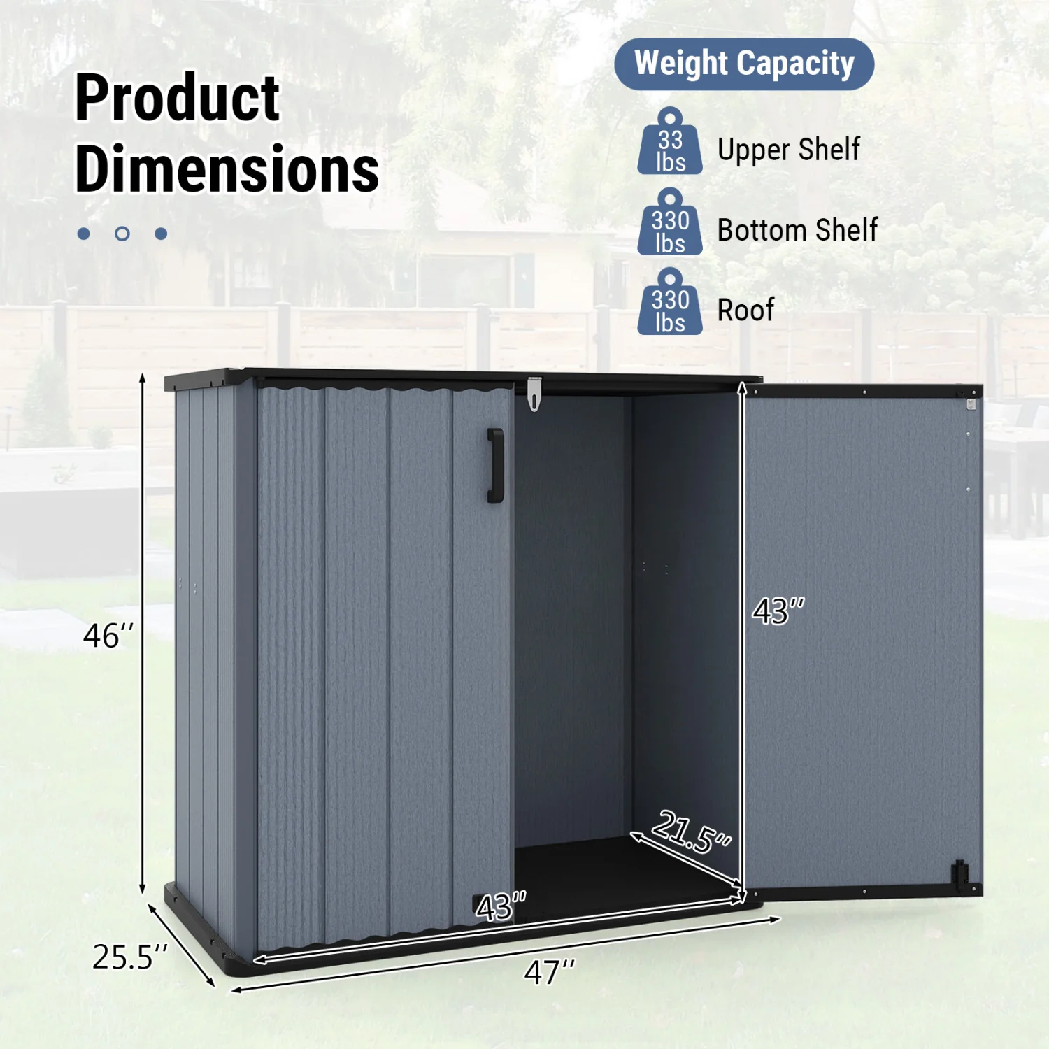 Outdoor Storage Shed, 23.5 Cu.ft, Lockable Door, Gray - Image 5