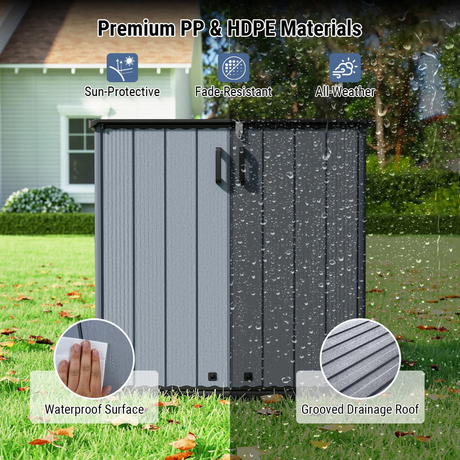 Outdoor Storage Shed, 23.5 Cu.ft, Lockable Door, Gray - Image 7