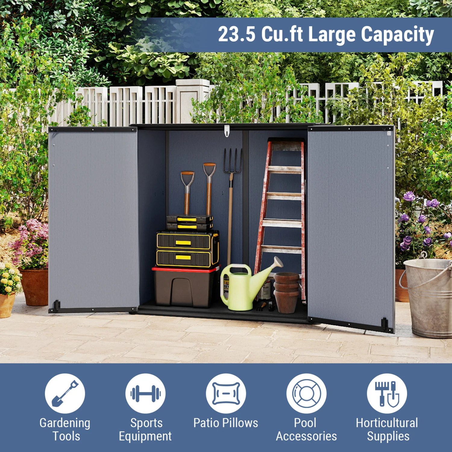 Outdoor Storage Shed, 23.5 Cu.ft, Lockable Door, Gray - Image 8