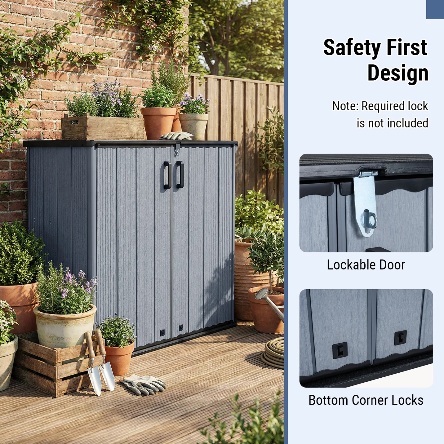 Outdoor Storage Shed, 23.5 Cu.ft, Lockable Door, Gray - Image 9