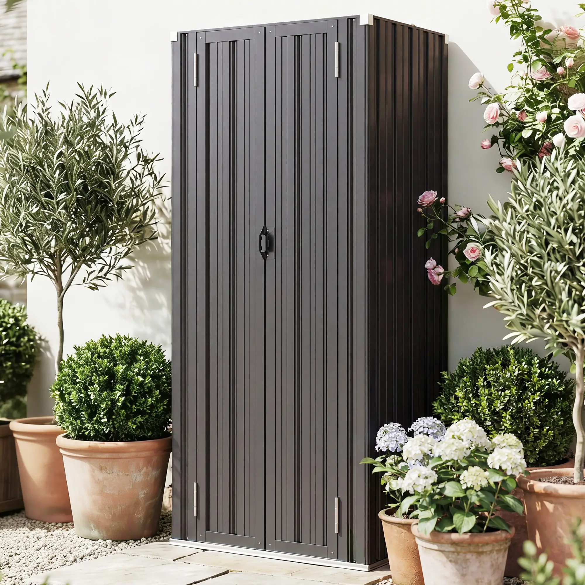 Outdoor Storage Shed, Adjustable Shelves, Metal Garden Shed, Double Doors - Image 10