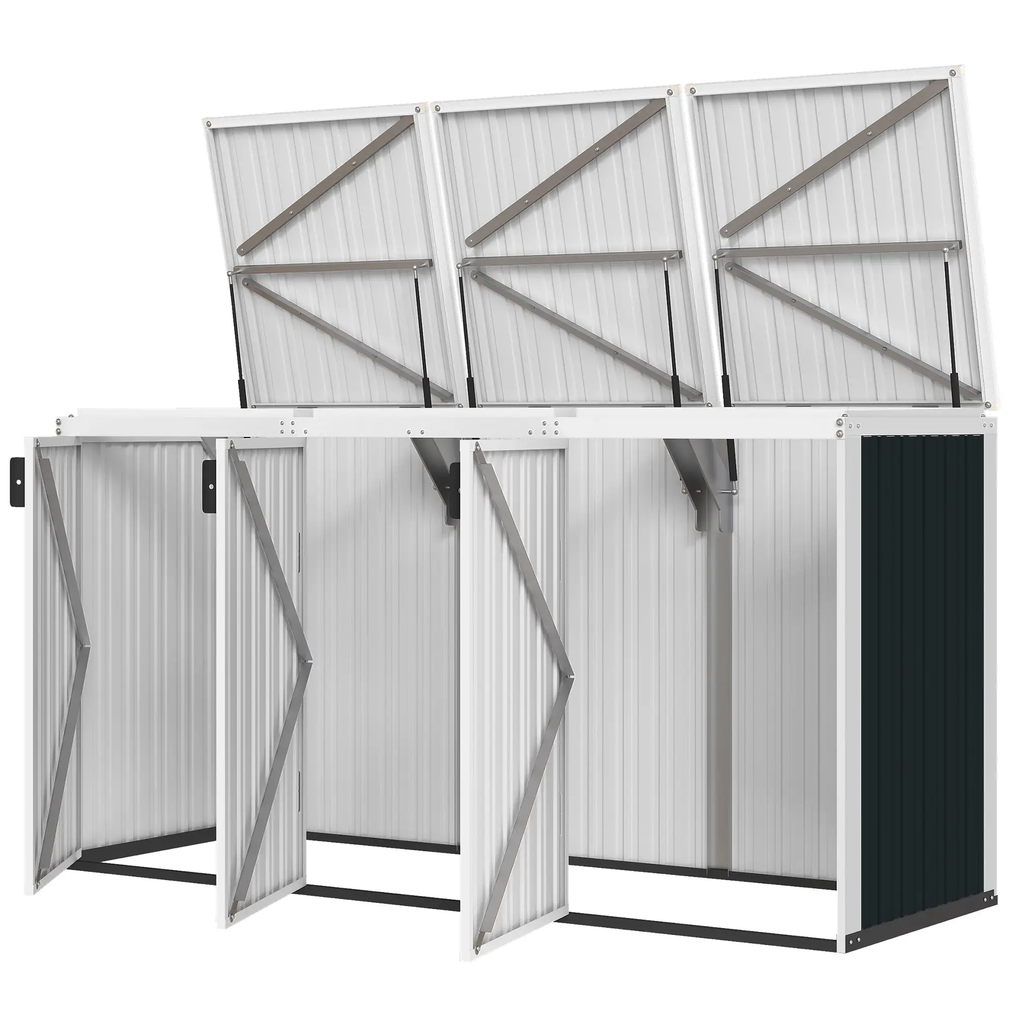 Outdoor Storage Shed, Rustproof Garbage Bin Shed, White And Grey