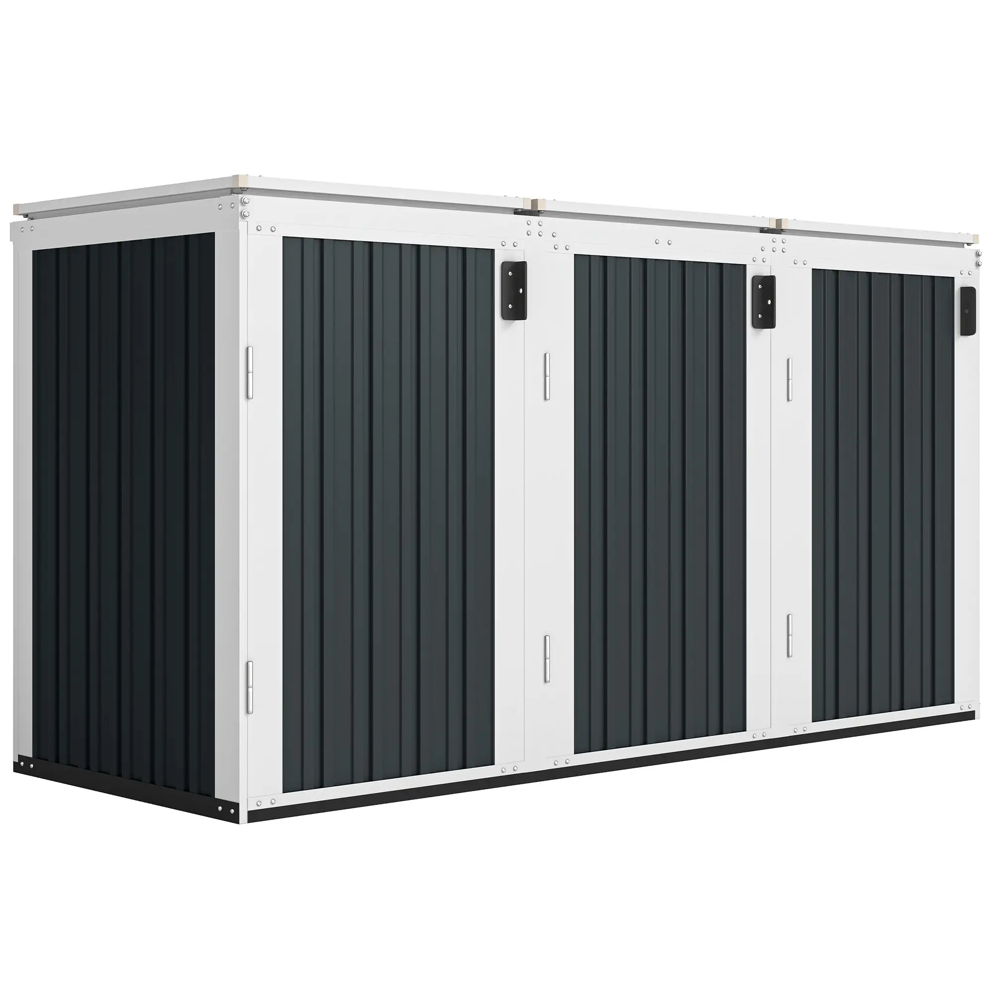 Outdoor Storage Shed, Rustproof Garbage Bin Shed, White And Grey - Image 11
