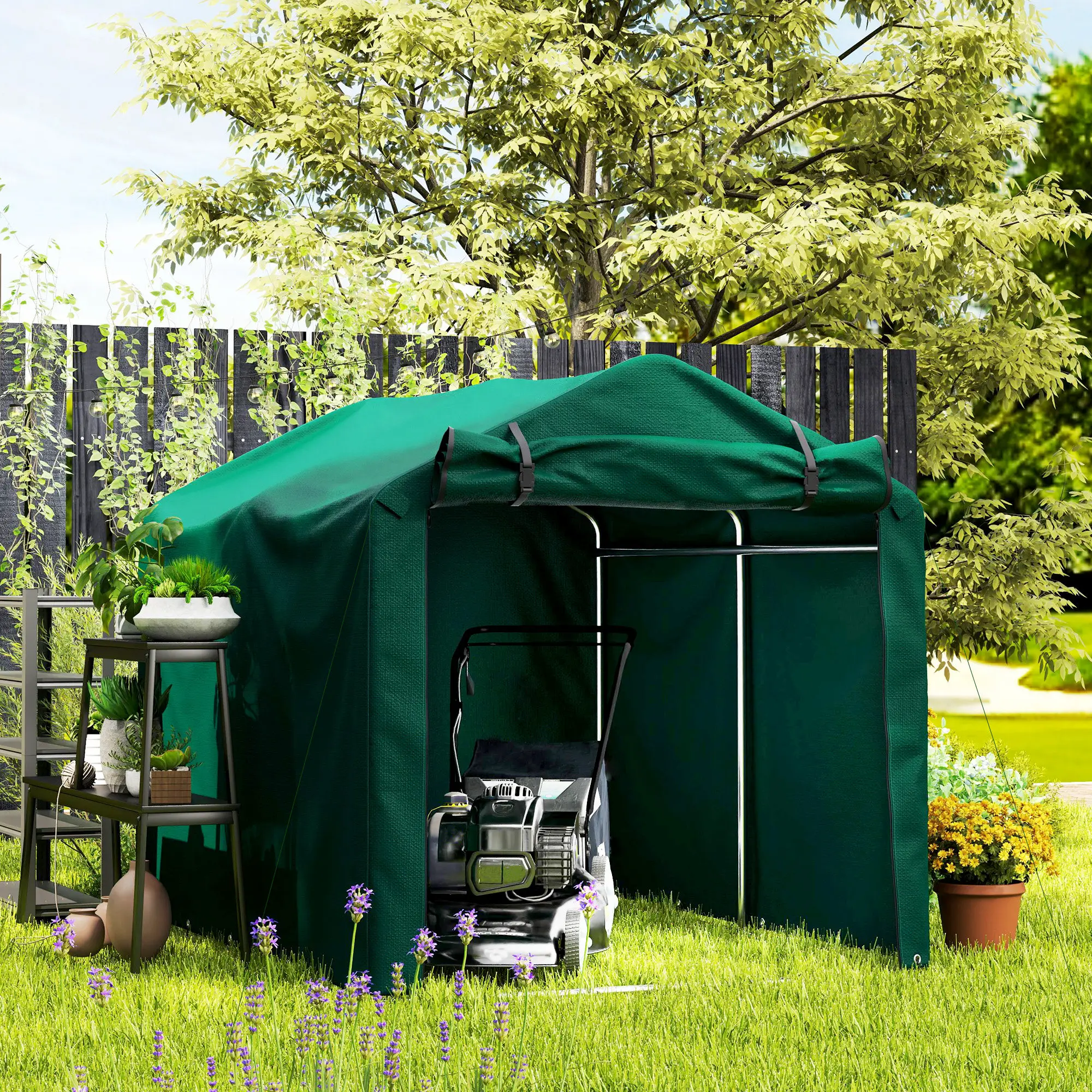 Outdoor Storage Shed, UV Resistant Bike Tent, Roll-up Door, Dark Green - Image 10