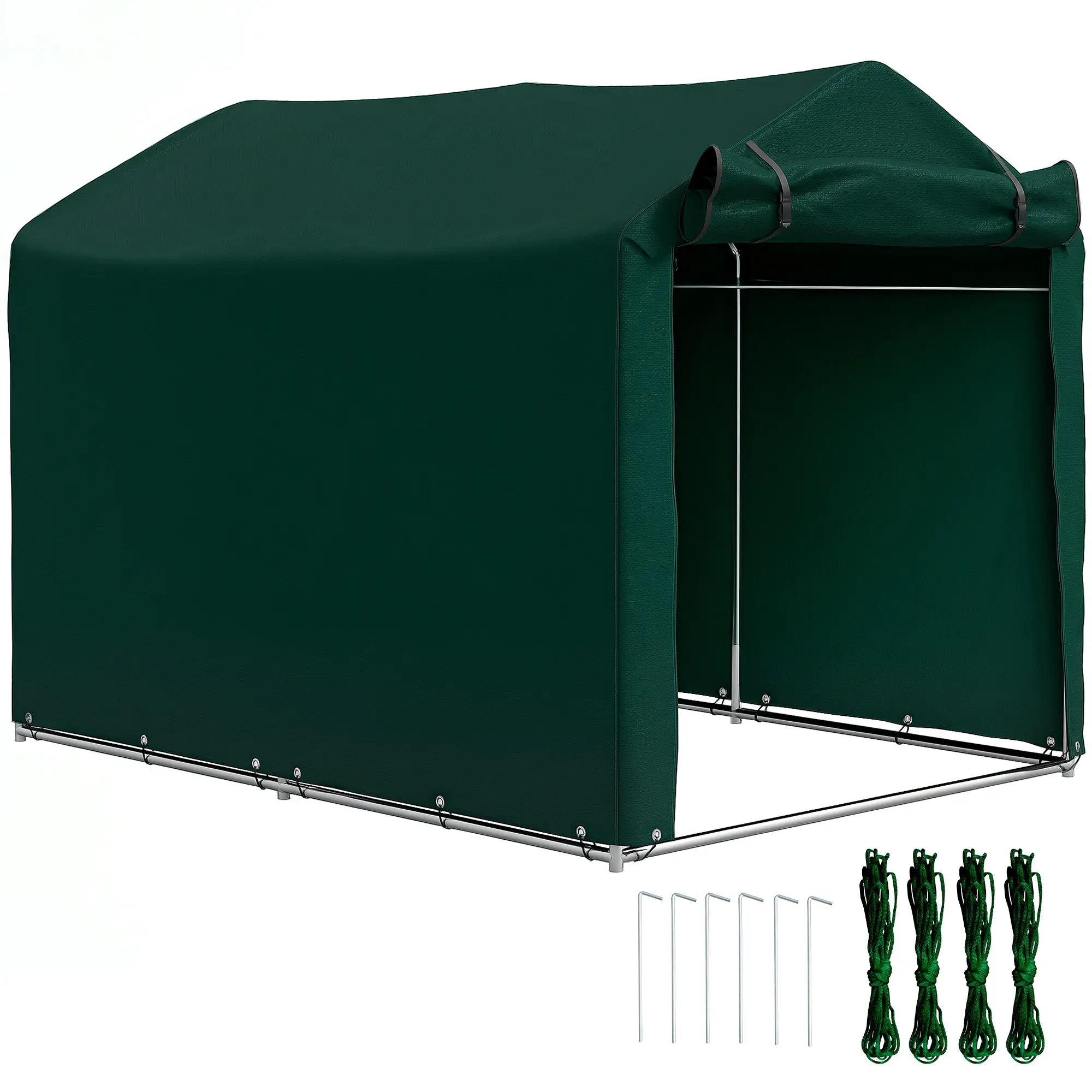 Outdoor Storage Shed, UV Resistant Bike Tent, Roll-up Door, Dark Green - Image 11