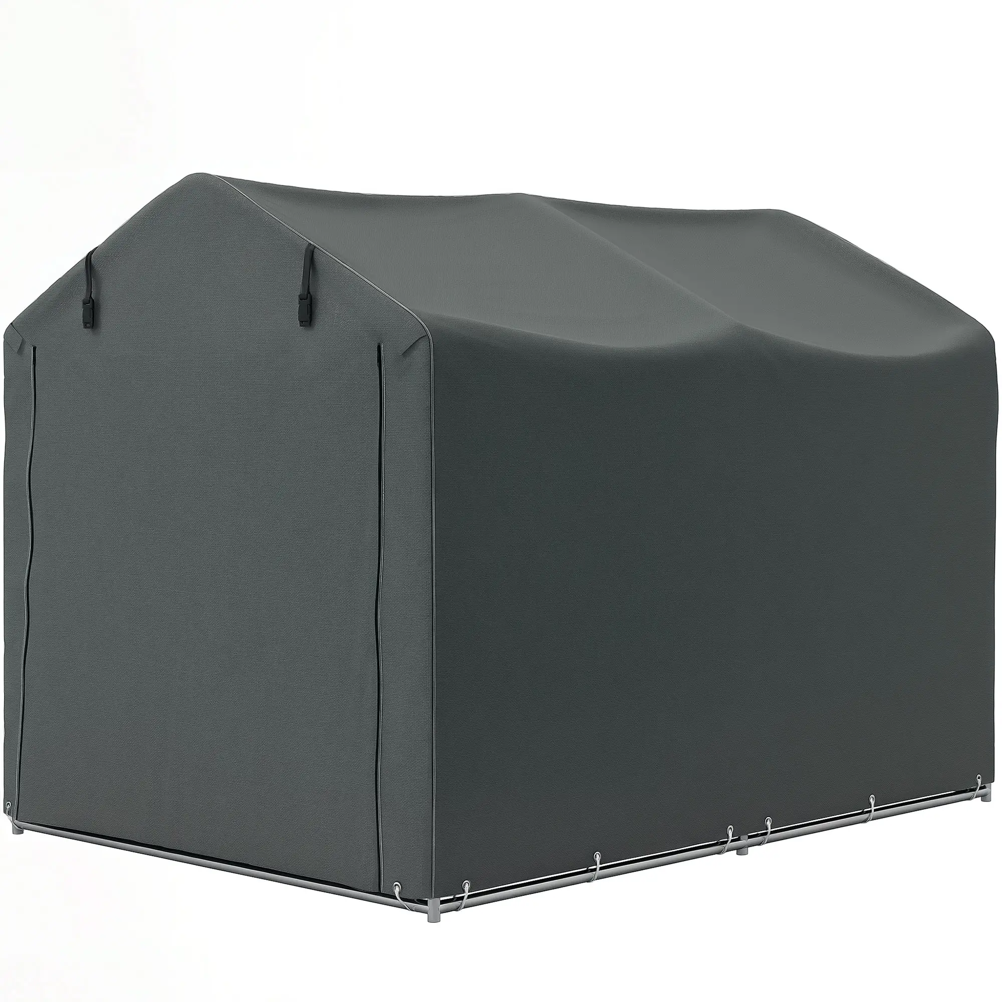 Outdoor Storage Shed, UV Resistant Bike Tent, Roll-up Zipper Door, Dark Grey