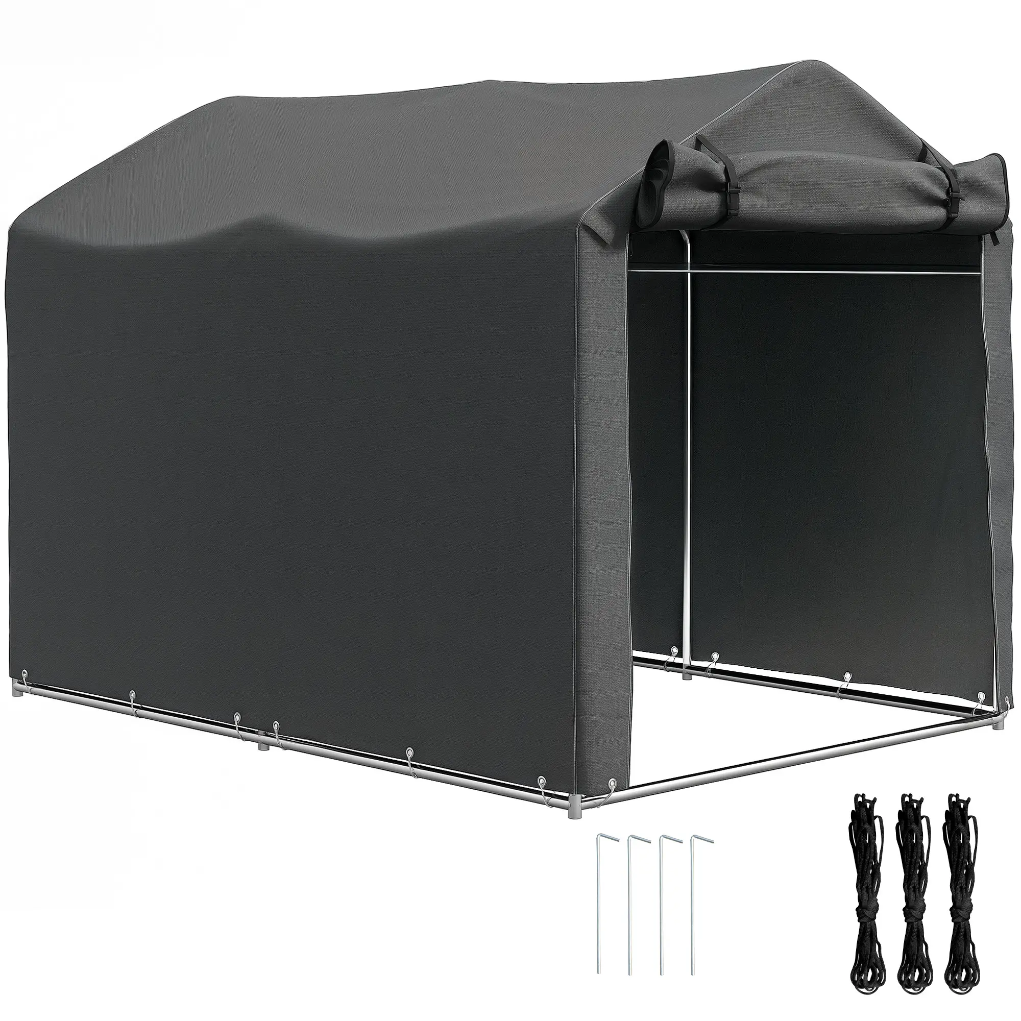 Outdoor Storage Shed, UV Resistant Bike Tent, Roll-up Zipper Door, Dark Grey - Image 11