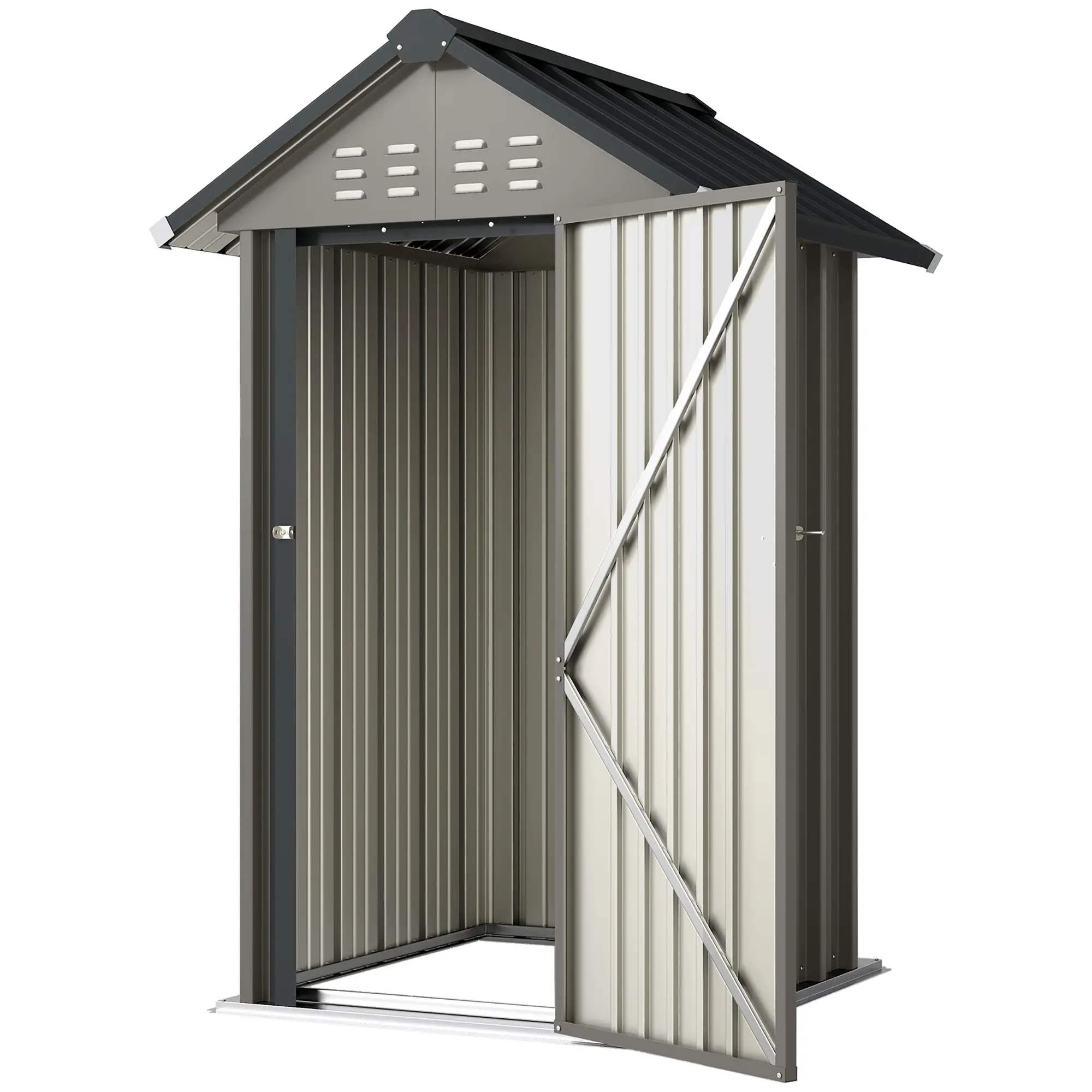 Outdoor Storage Shed With Lockable Door, Metal Garden Shed With 4 Vents