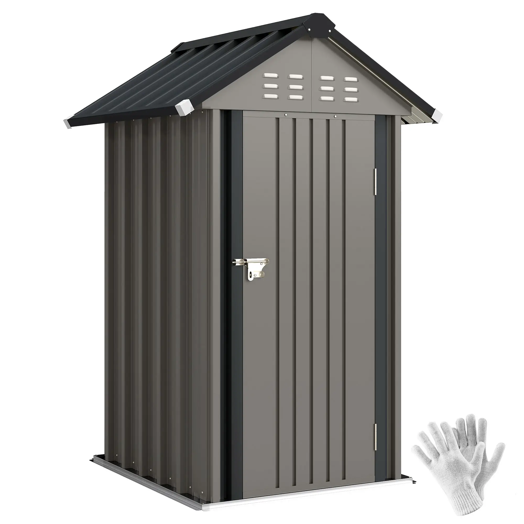 Outdoor Storage Shed With Lockable Door, Metal Garden Shed With 4 Vents - Image 11