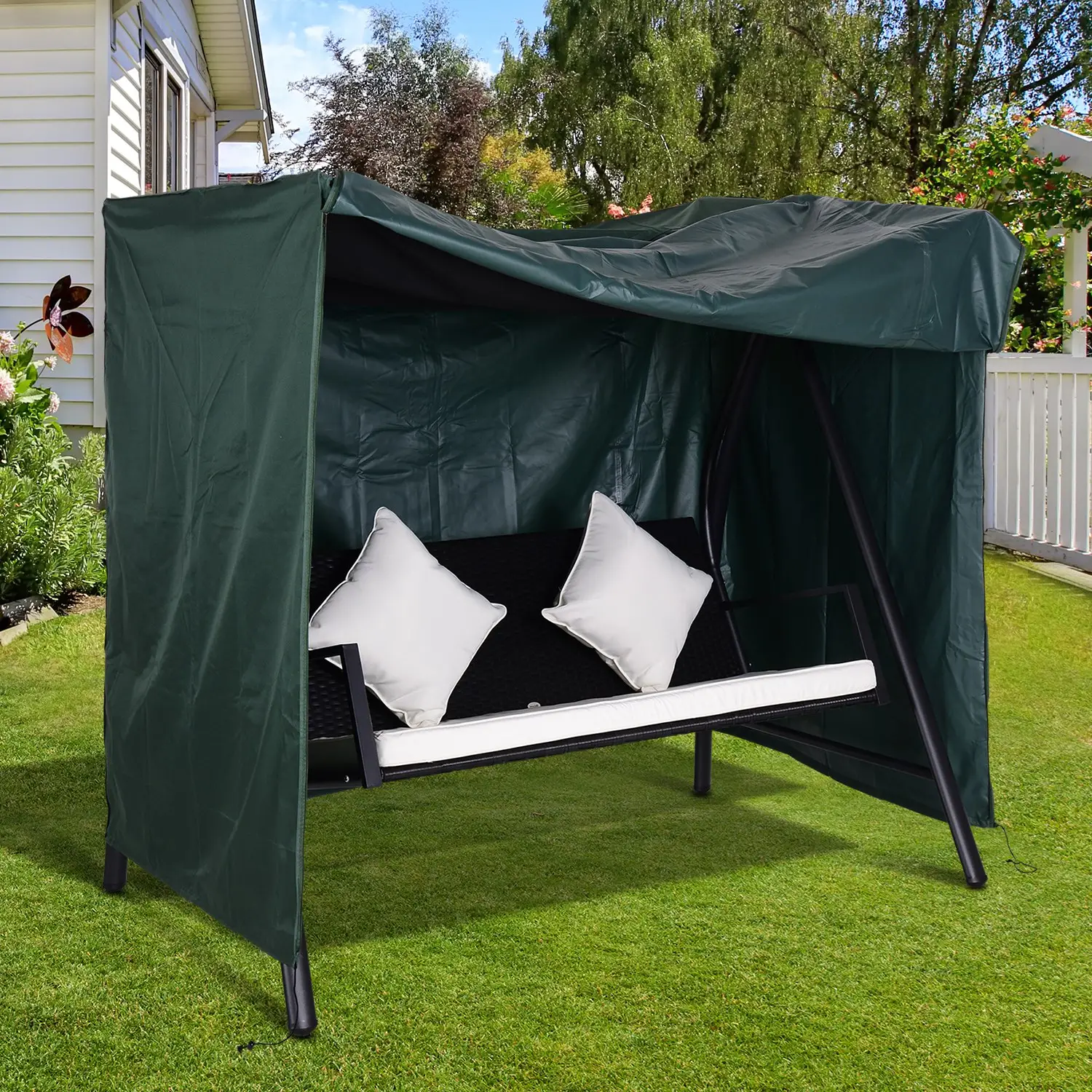 Outdoor Swing Cover, Large 3-Seat, UV Resistant, Green - Image 2