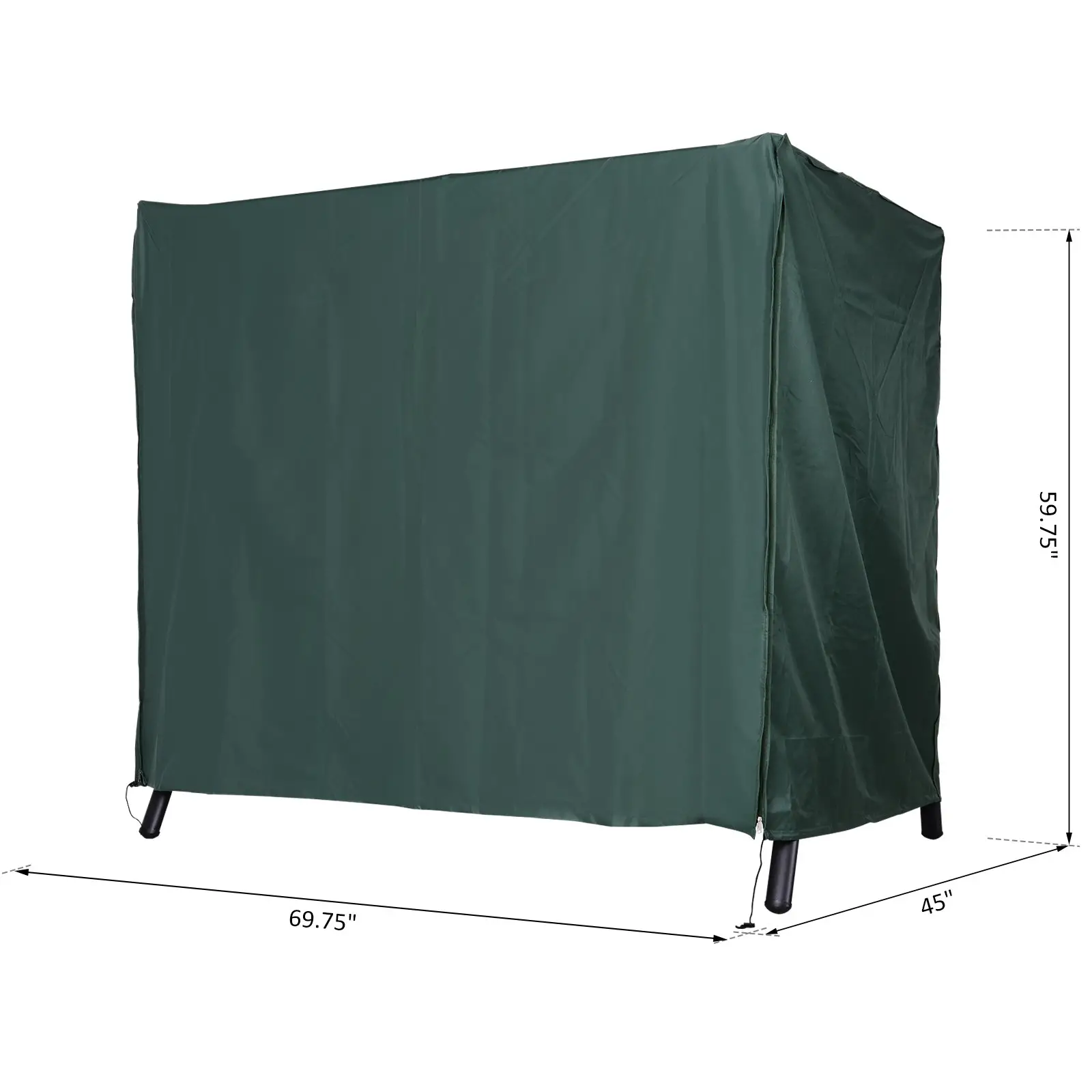 Outdoor Swing Cover, Large 3-Seat, UV Resistant, Green - Image 3