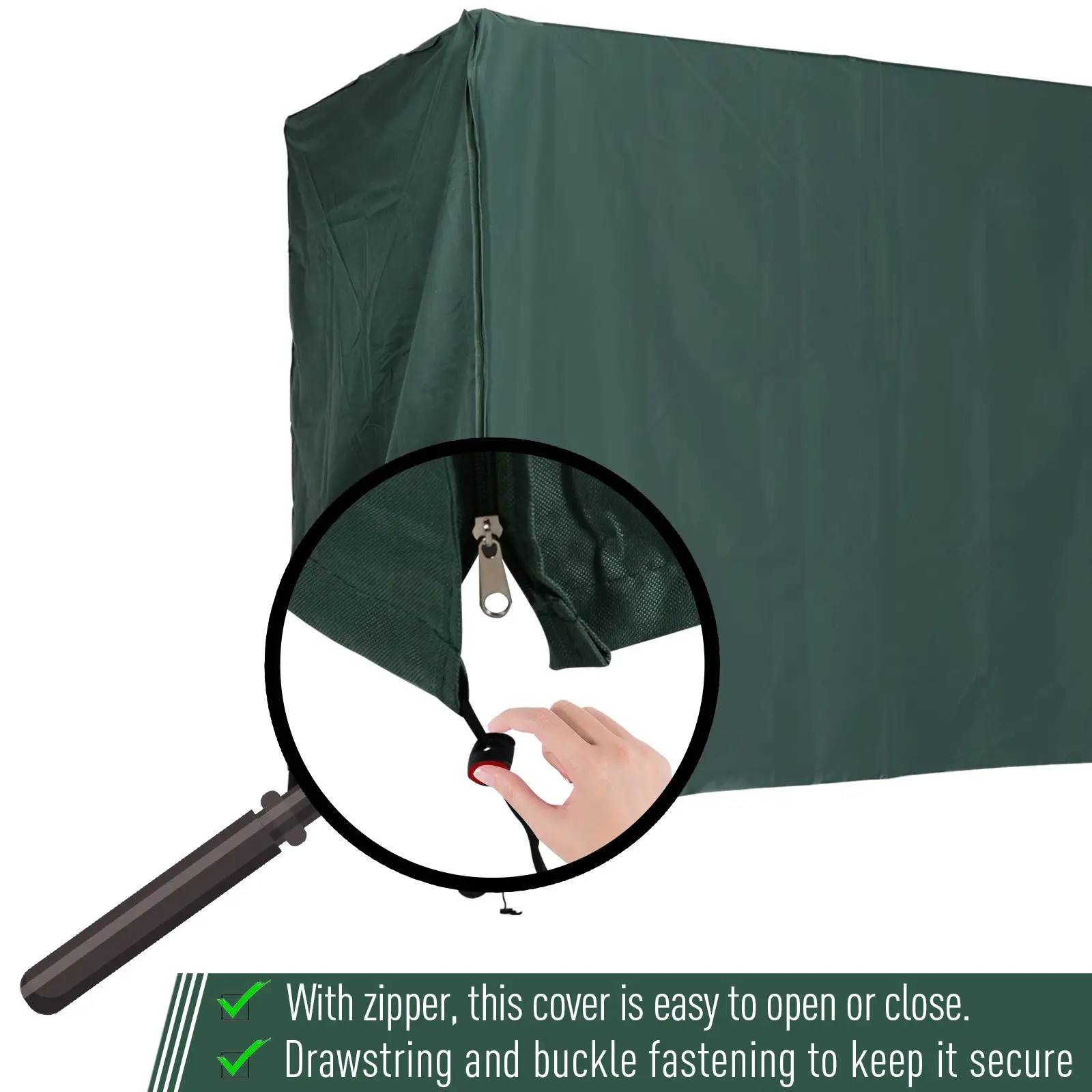 Outdoor Swing Cover, Large 3-Seat, UV Resistant, Green - Image 5