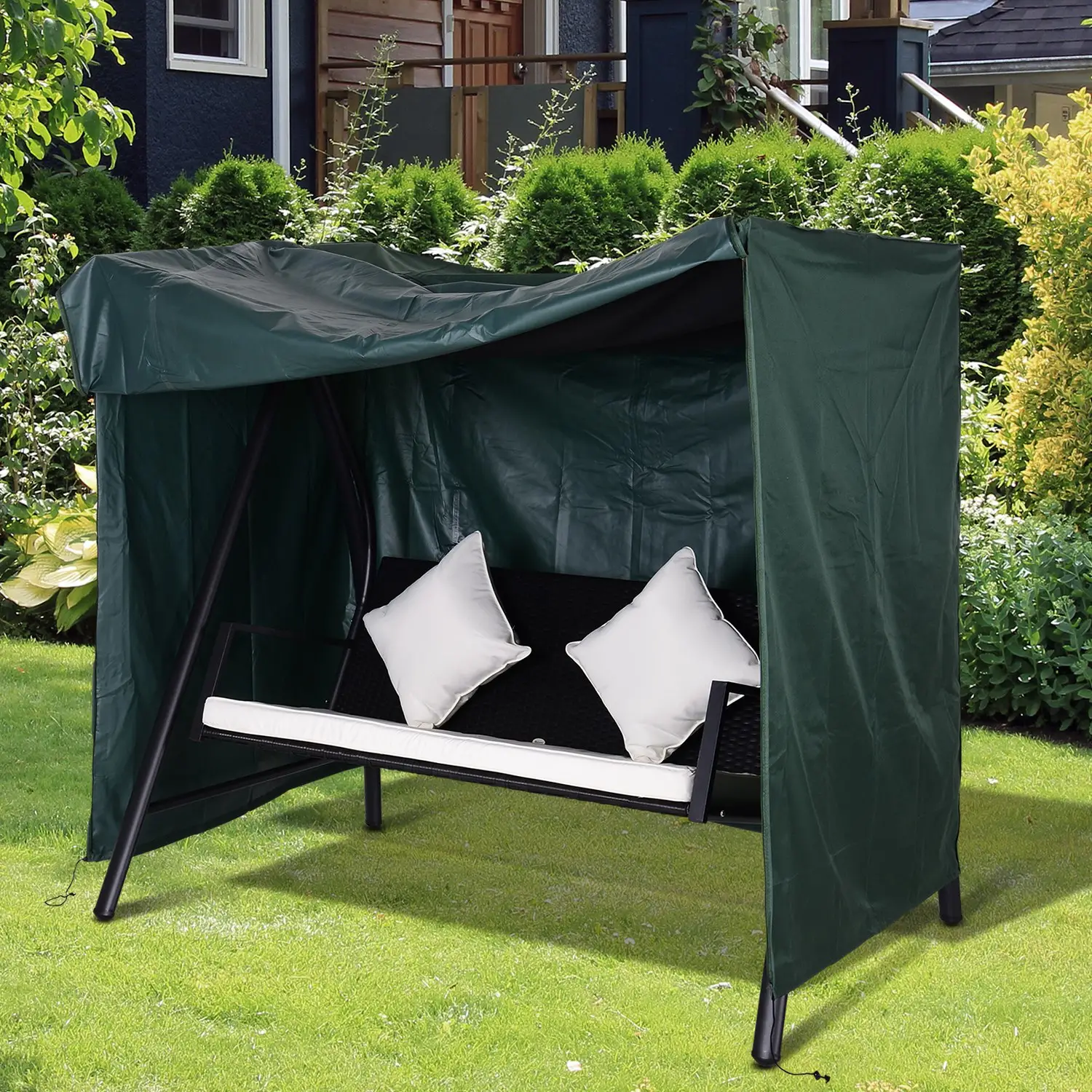 Outdoor Swing Cover, Large 3-Seat, UV Resistant, Green - Image 8