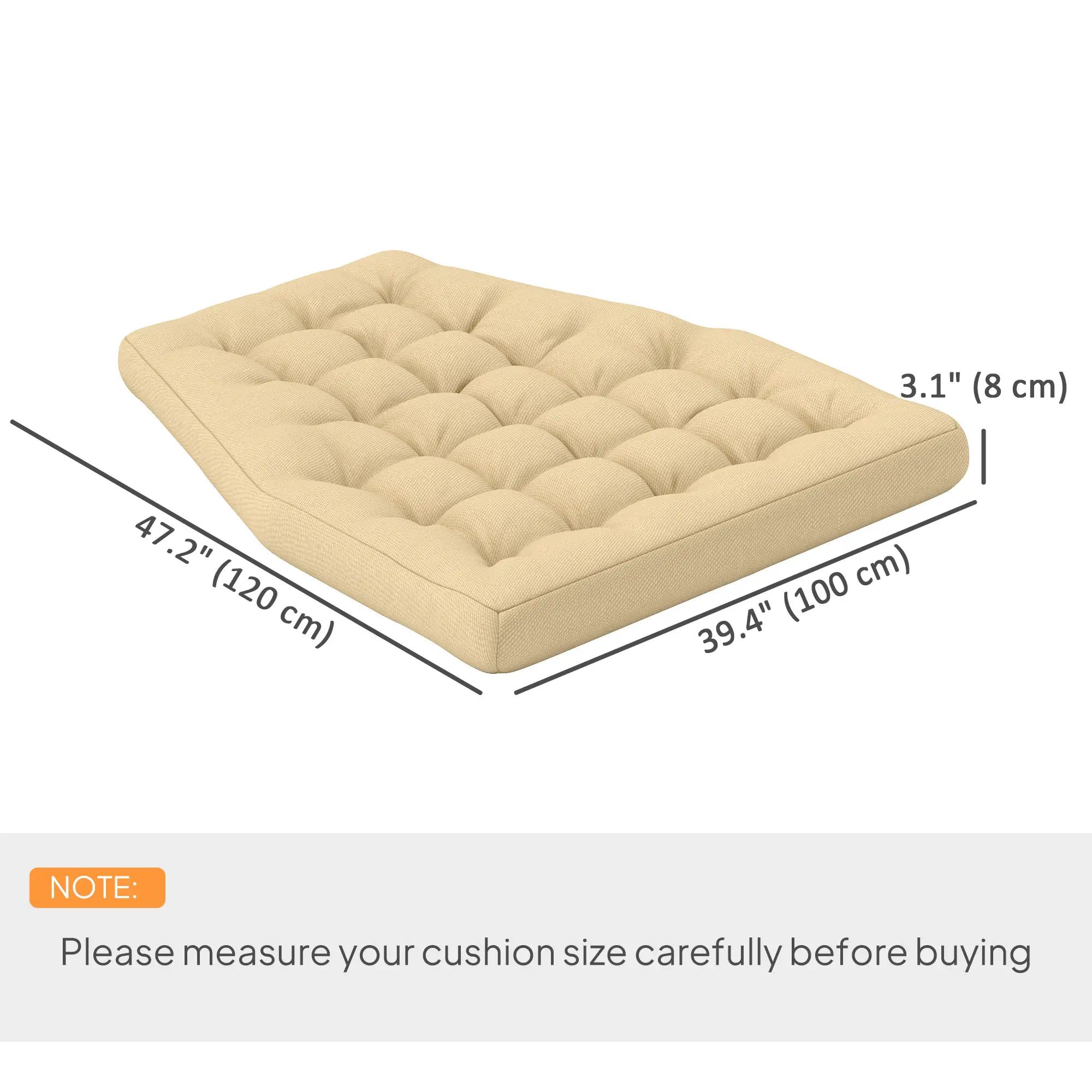 Outdoor Swing Cushion, Tufted Patio Cushion, Beige - Image 3