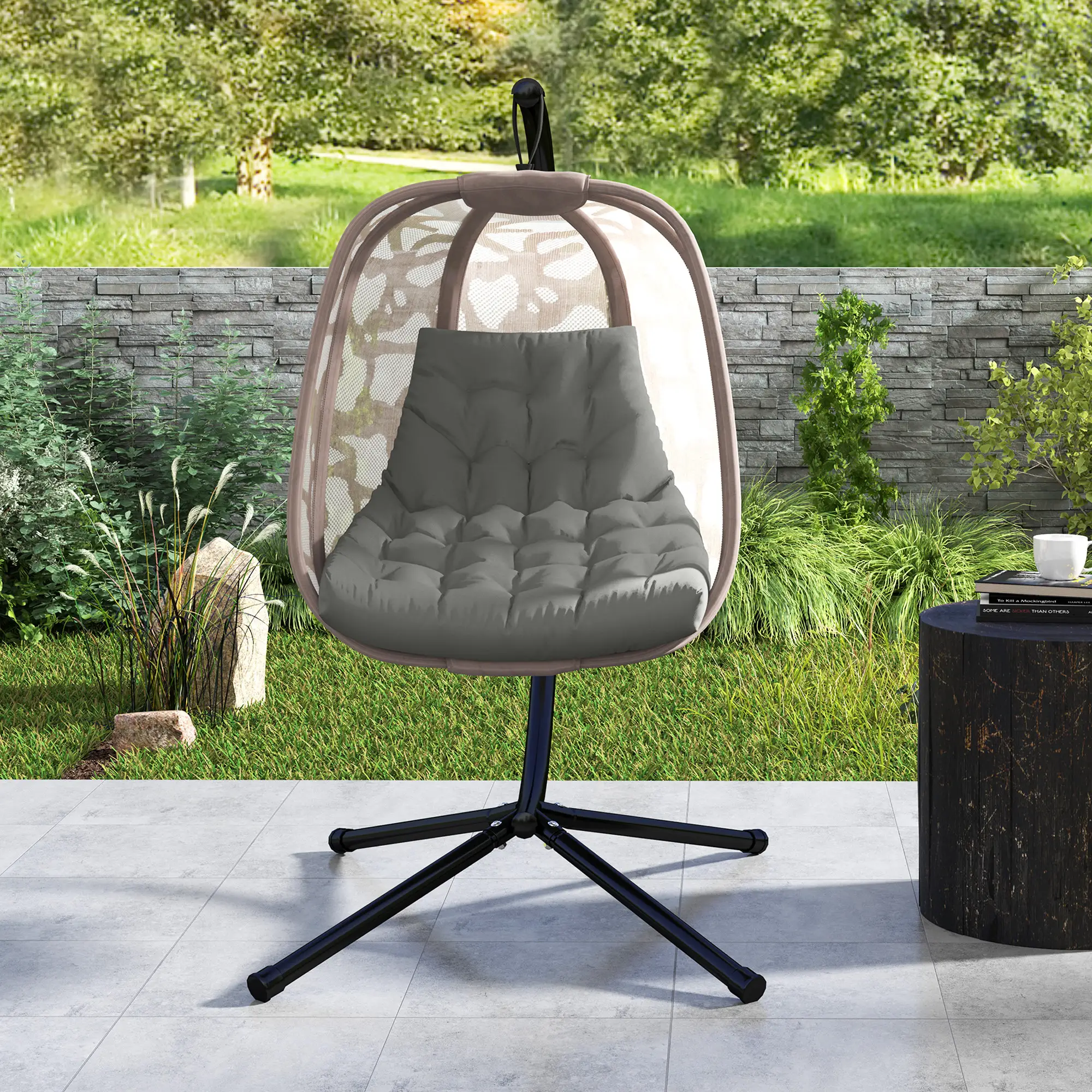 Outdoor Swing Cushion, Tufted Patio Cushion, Grey - Image 10